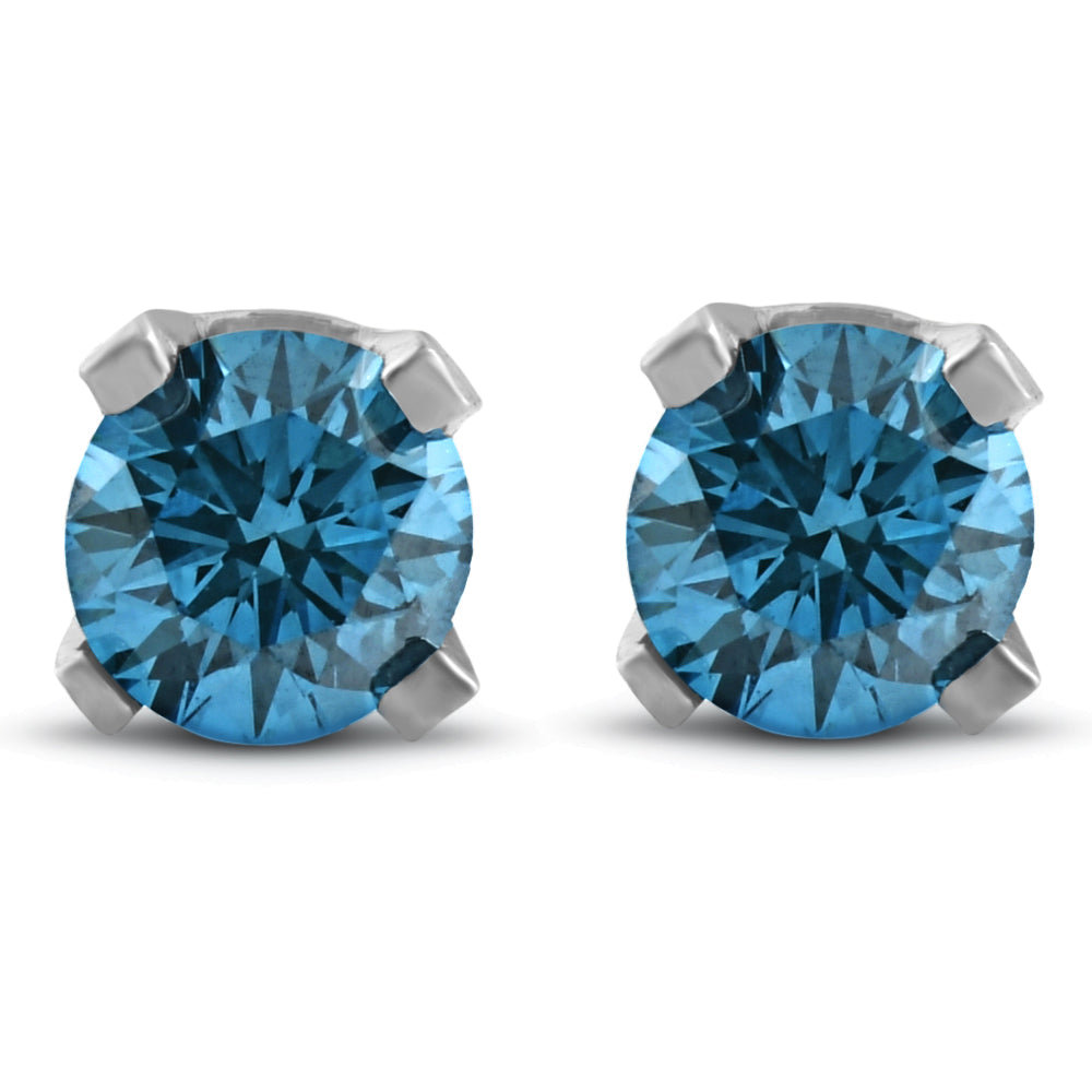 3/8 ct Blue Diamond Studs 14K White Gold