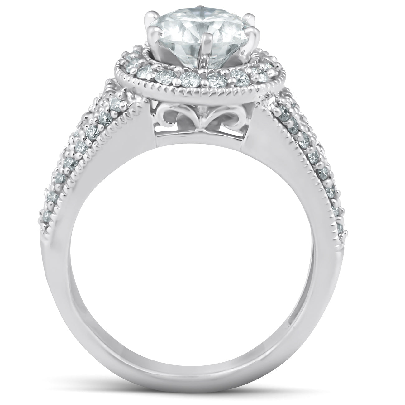 VS 2.10 Ct Diamond Halo Engagement Ring 14k White Gold Size 7 6.95 Grams