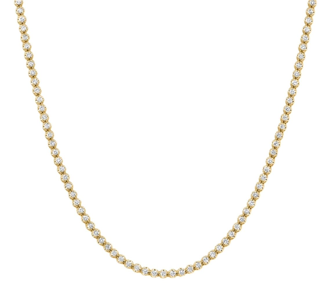 6ct Round Lab Grown Diamond Tennis Necklace 14k Yellow Gold 18' Lab Grown