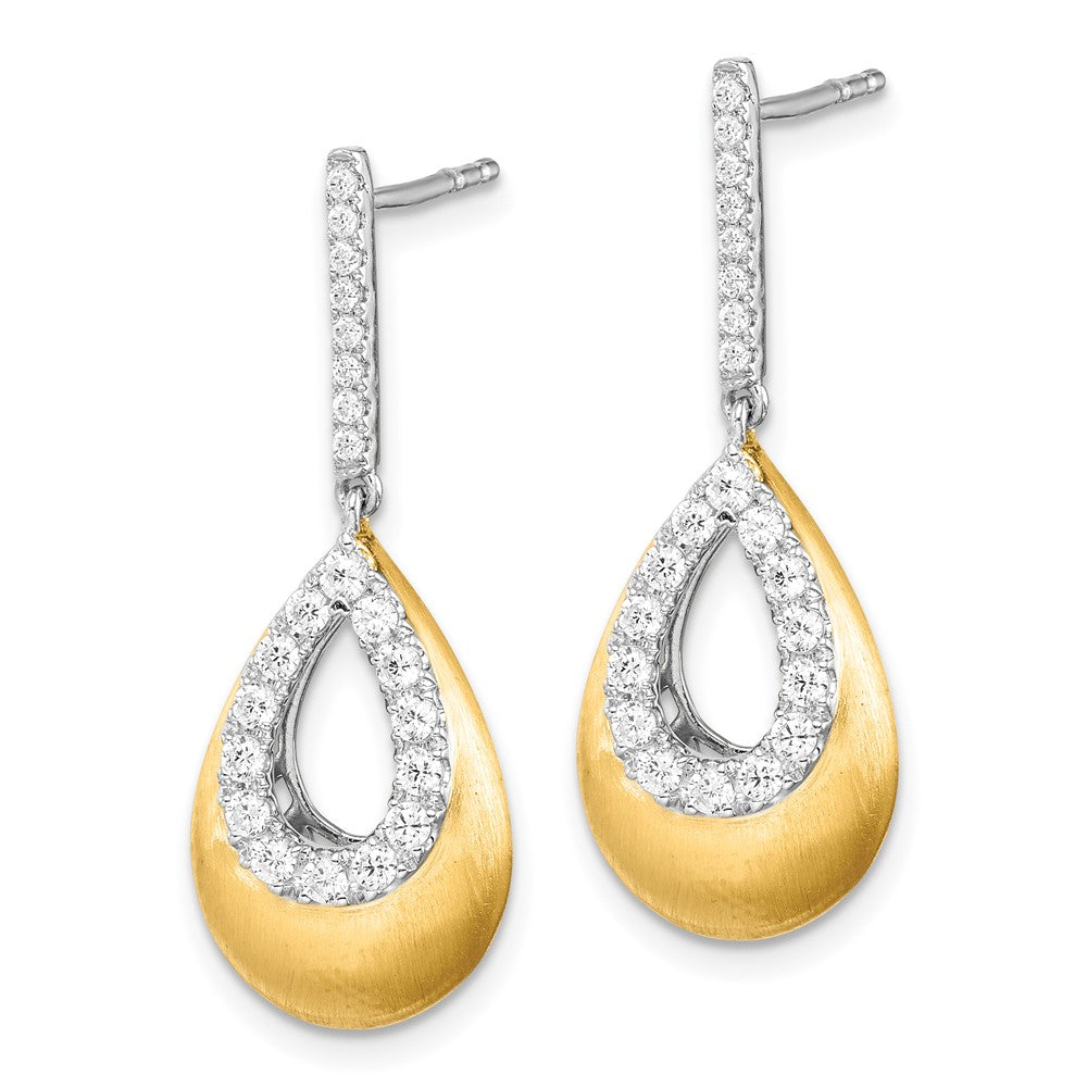 14K Two-tone Gold 1/2 CT Lab Grown Diamond Teardrop Dangle Earrings VS Clarity G-H Color