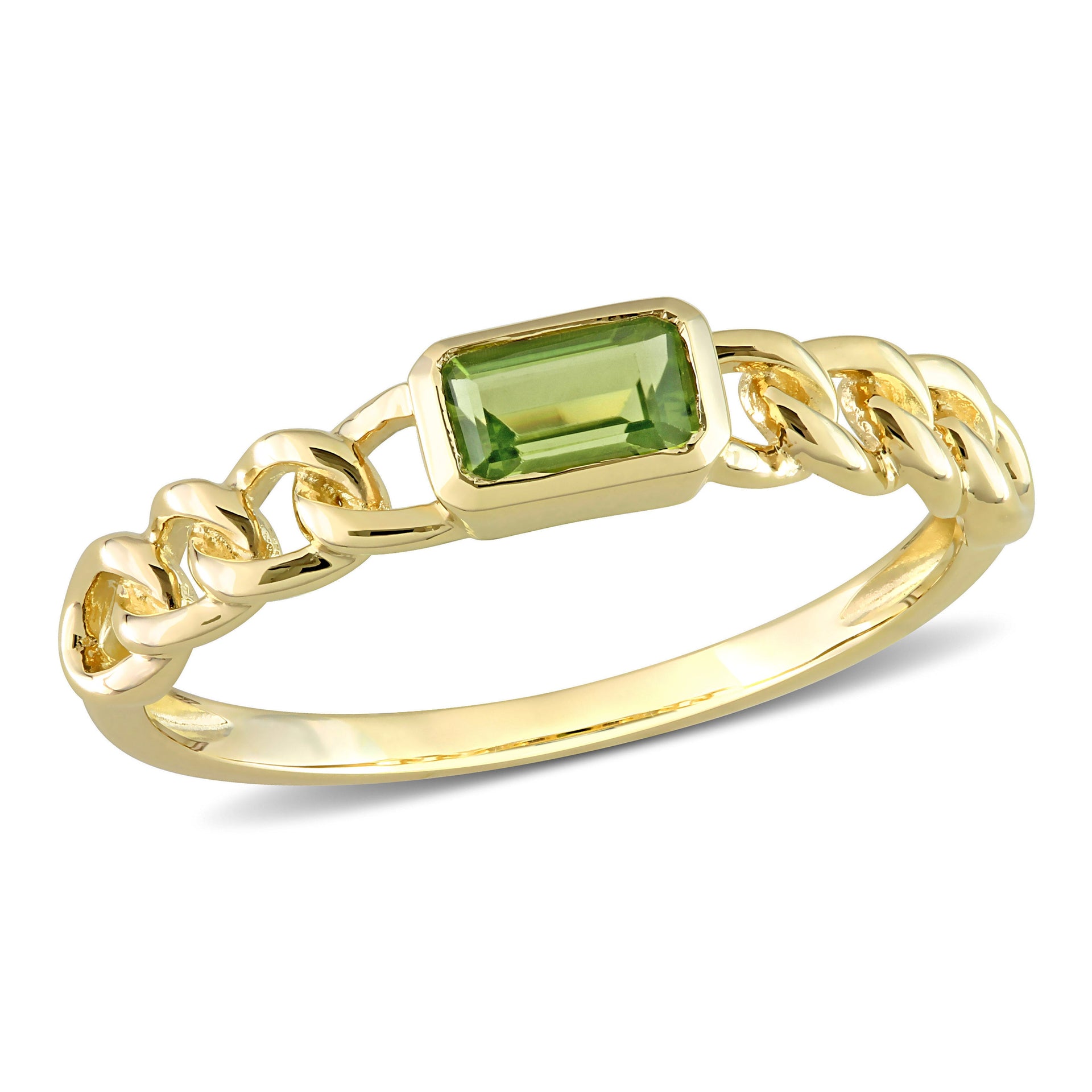 Mimi & Max 1/3ct TGW Octagon Peridot Link Ring in 10k Yellow Gold
