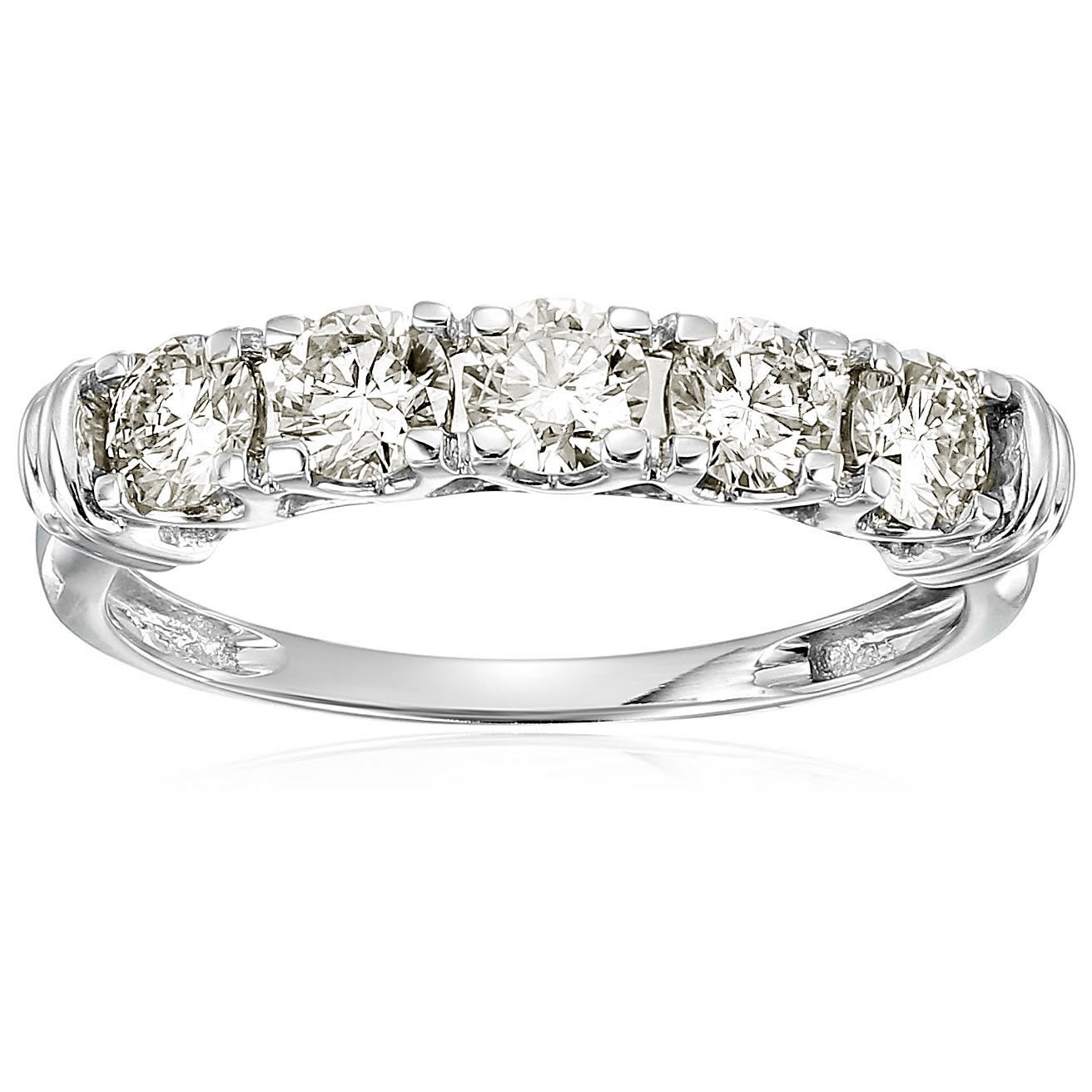 1 Cttw Certified SI2-I1 5 Stone Diamond Engagement Ring 14K White Or Yellow Gold