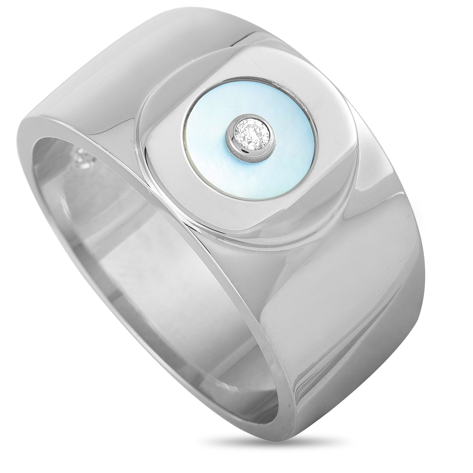 Sterling Silver Diamond and Mother of Pearl Ring