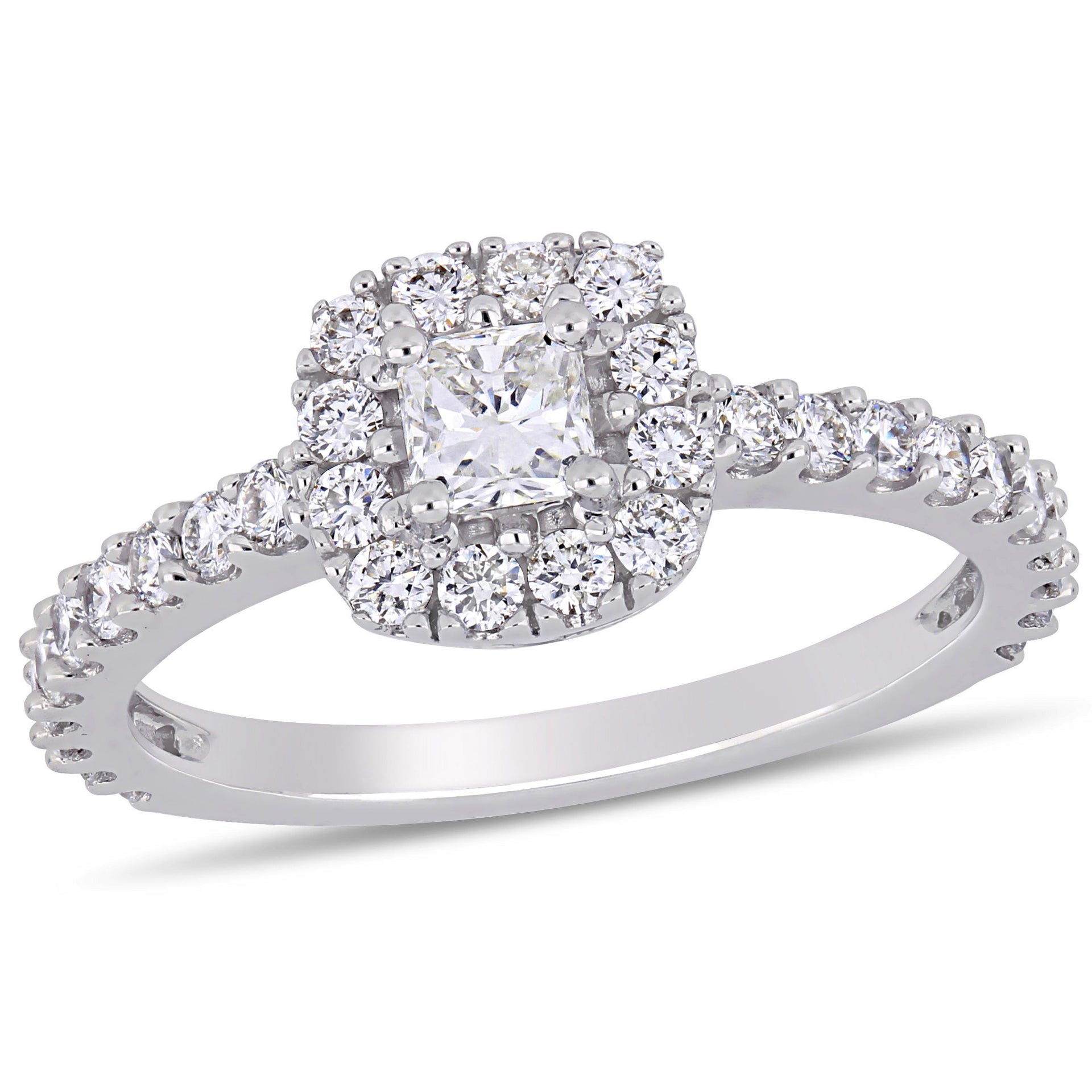 Mimi & Max 1ct TW Diamond Halo Engagement Ring 14k White Gold