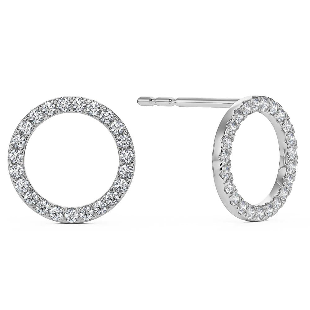 1/4Ct Circle Diamond Earrings in White, Yellow, or Rose Gold Lab Grown