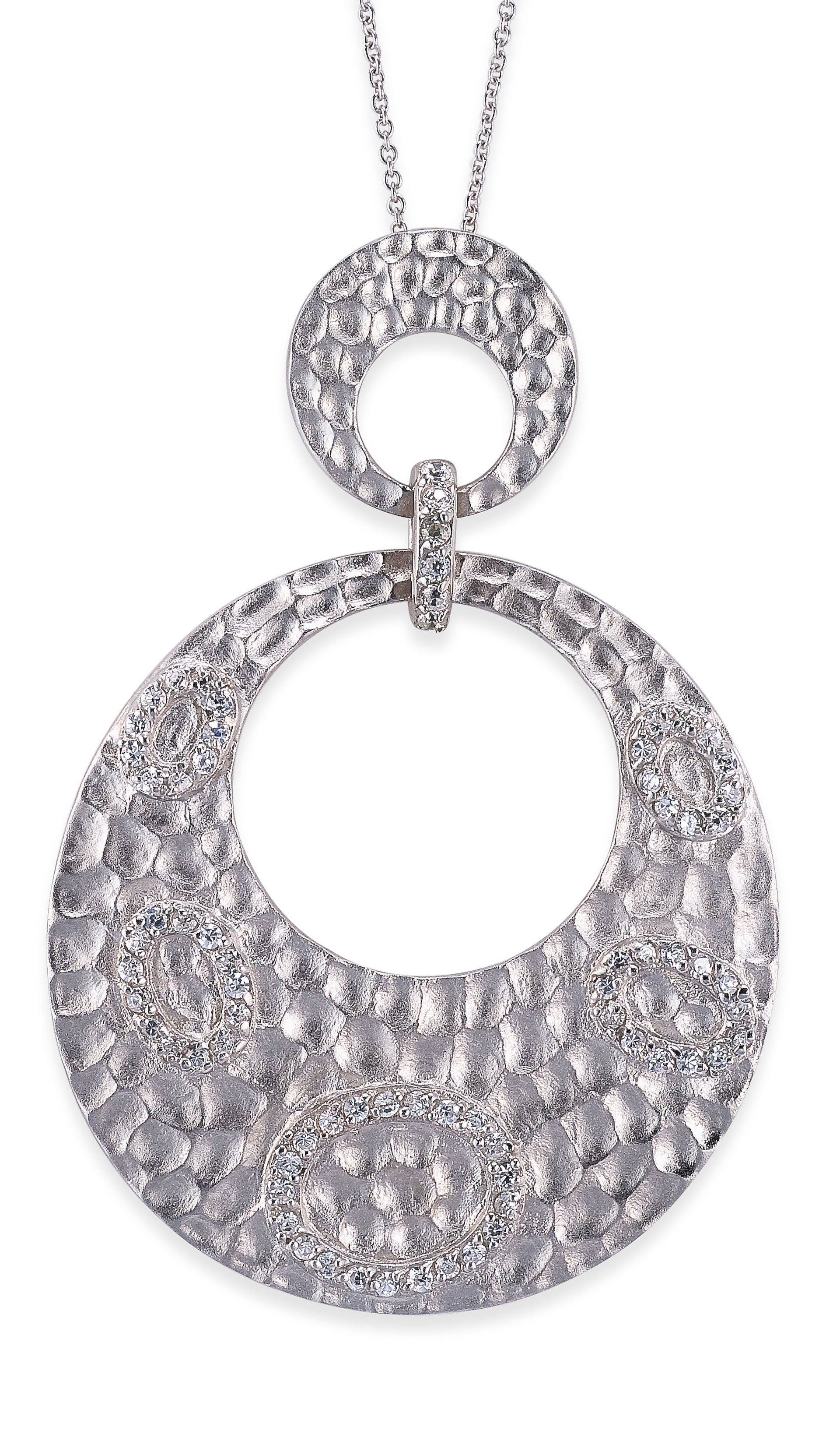 Sterling Silver Cubic Zirconia Dual Circle Pendant