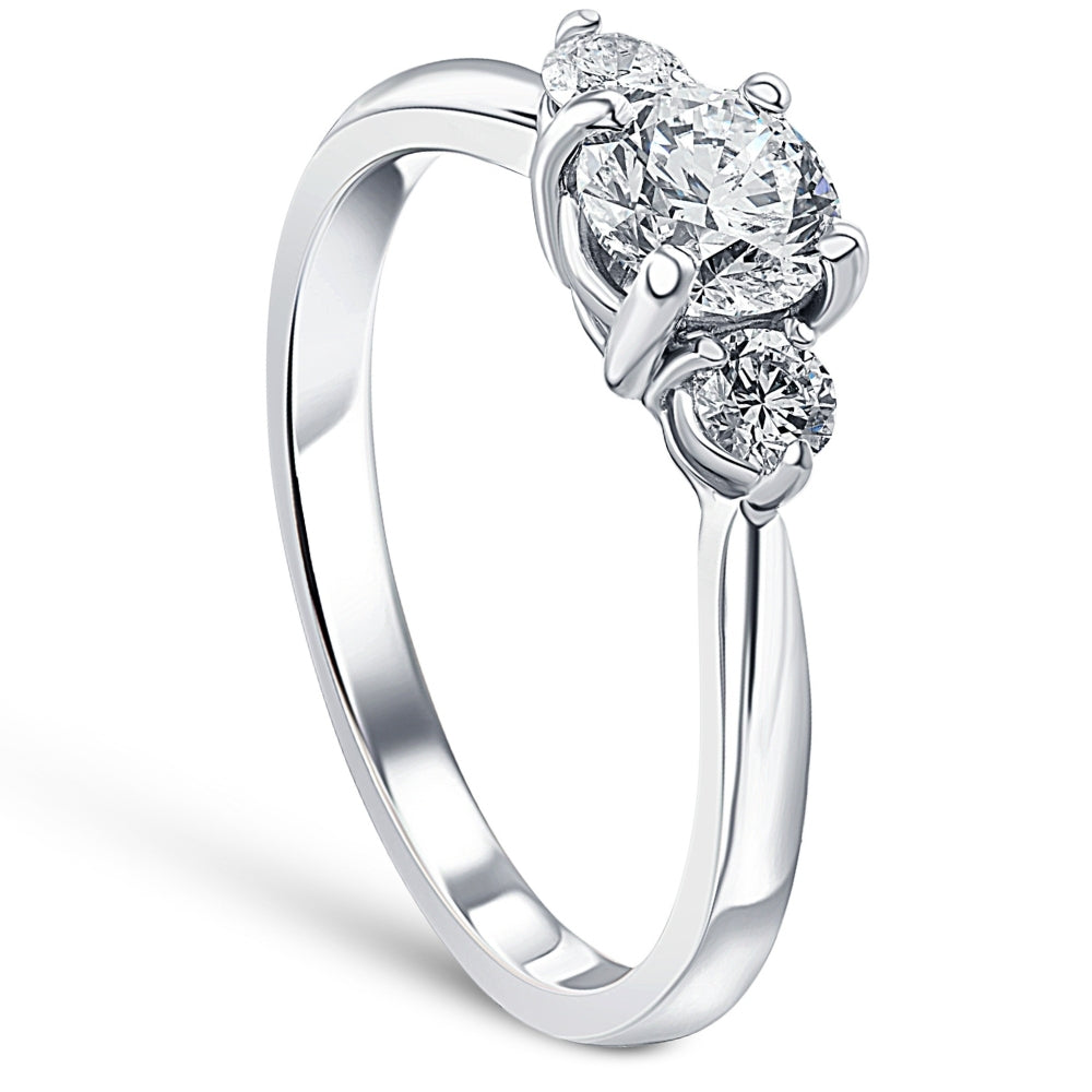 1 1/4 ct Three Stone Diamond (3/4 ct Center) Engagement Ring White or Yellow Gold