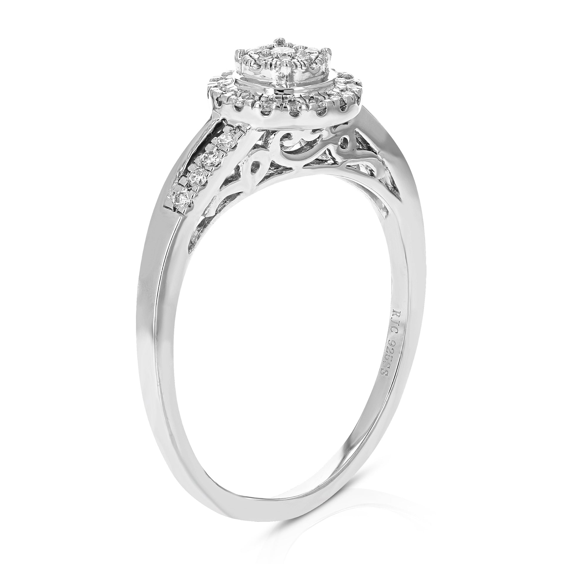 1/5 cttw Round Lab Grown Diamond Prong Set Engagement Ring .925 Sterling Silver