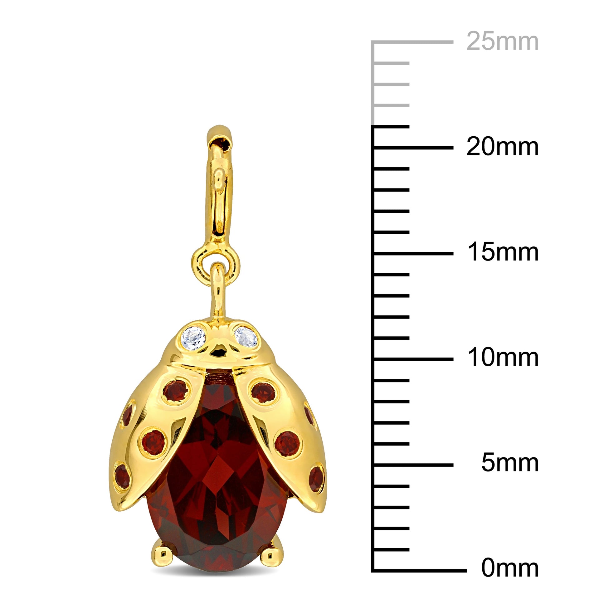 Mimi & Max 2 1/3ct TGW Oval-Cut Garnet White Topaz Beetle Pendant Yellow Silver