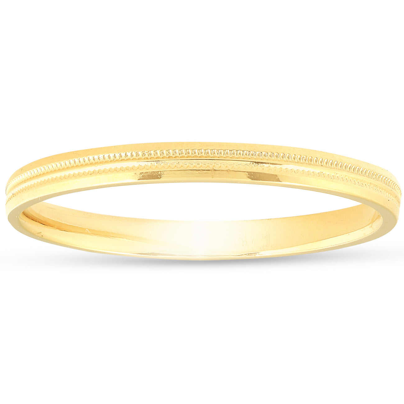 14K Yellow Gold 2mm Milgrain Wedding Comfort Ring Band Size Selectable