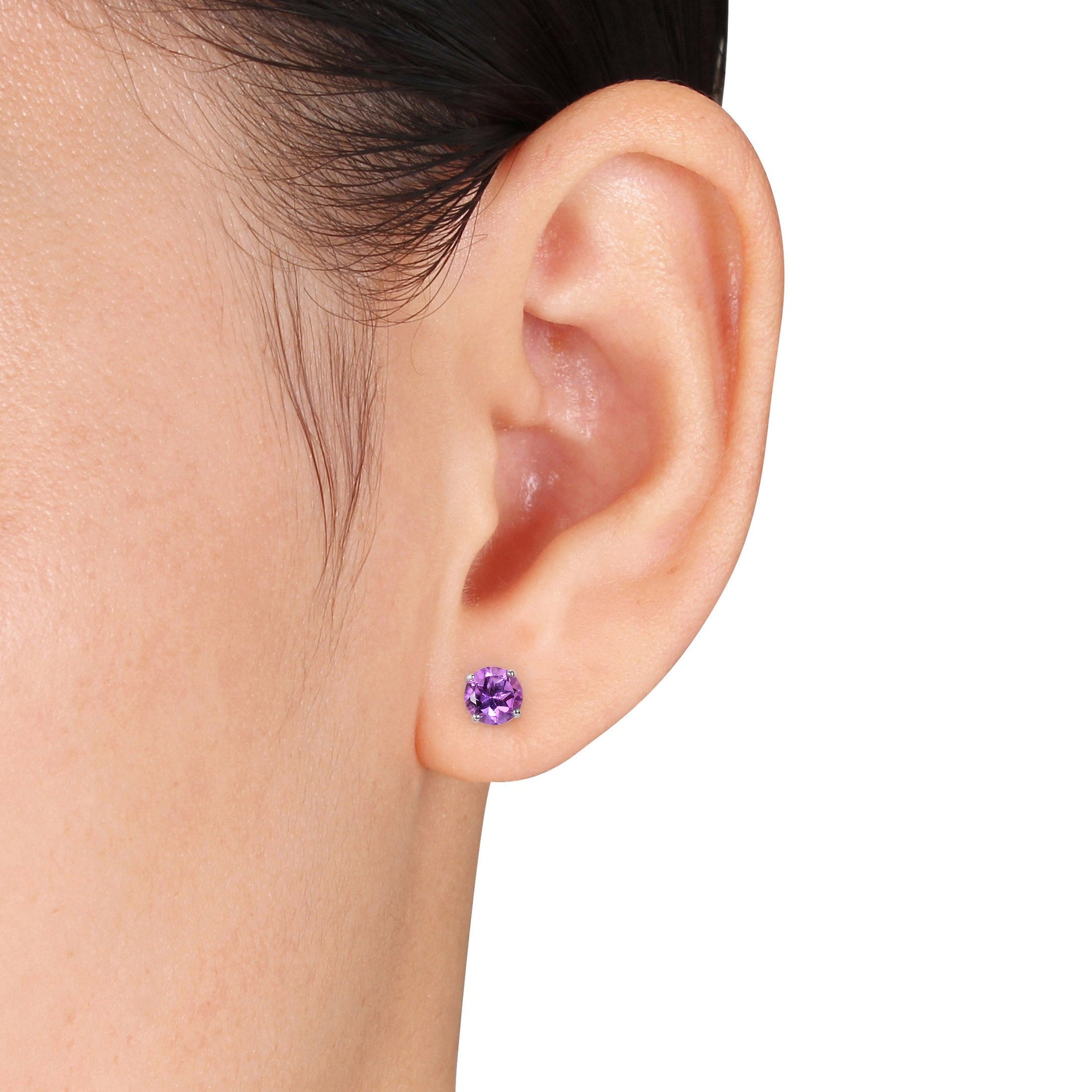 Mimi & Max Amethyst Stud Earrings in 14k White Gold
