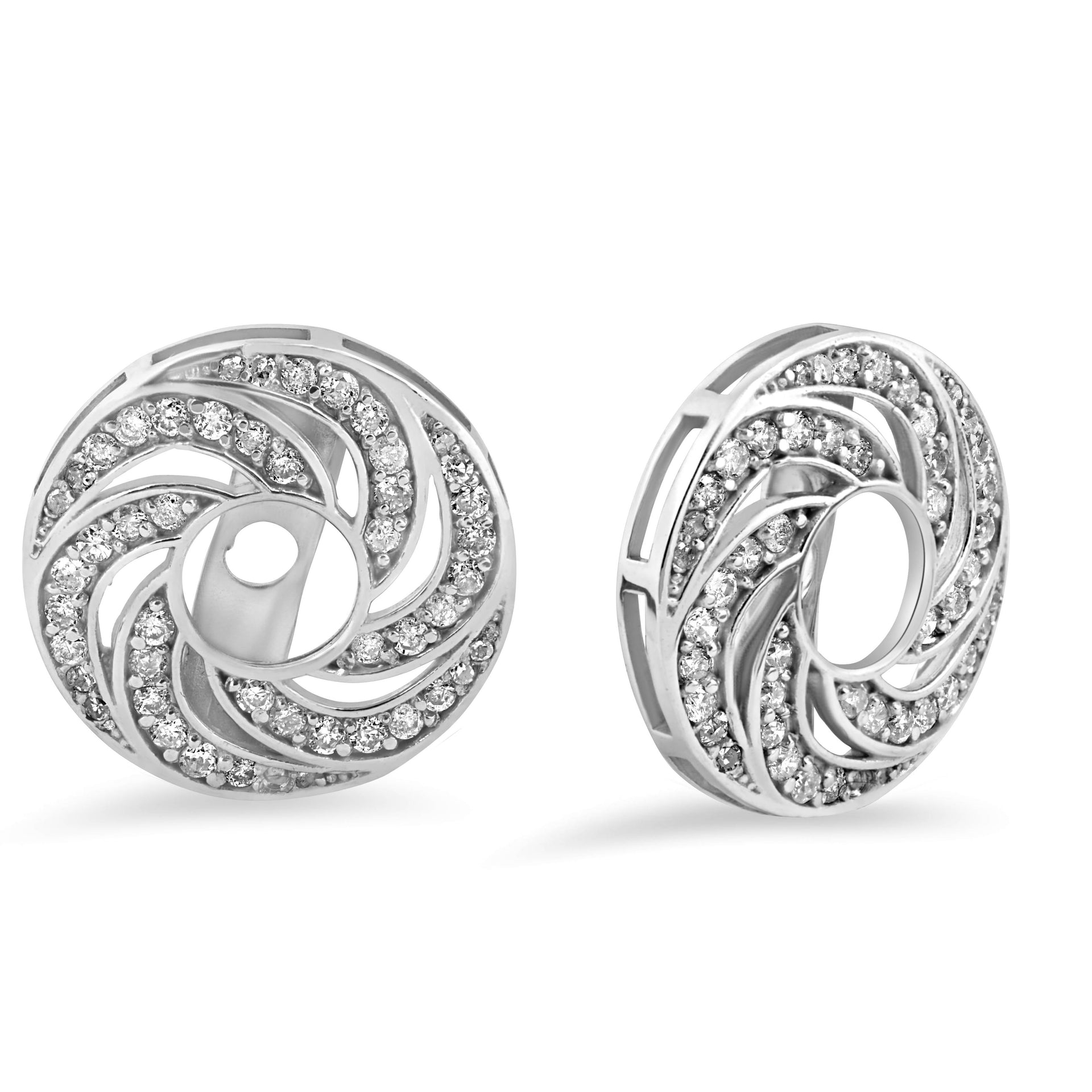 Women's 1/2 CT Diamond Earring Halo Jackets Solid 14k White Gold (up to 4mm)