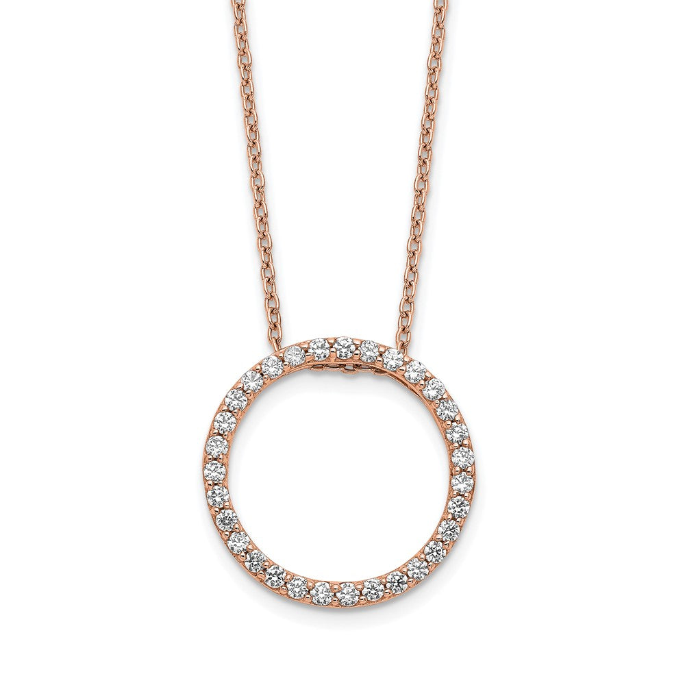14K Rose Gold 1/2 CT Lab Grown Diamond Circle Necklace 18' Clarity VS Color G-H