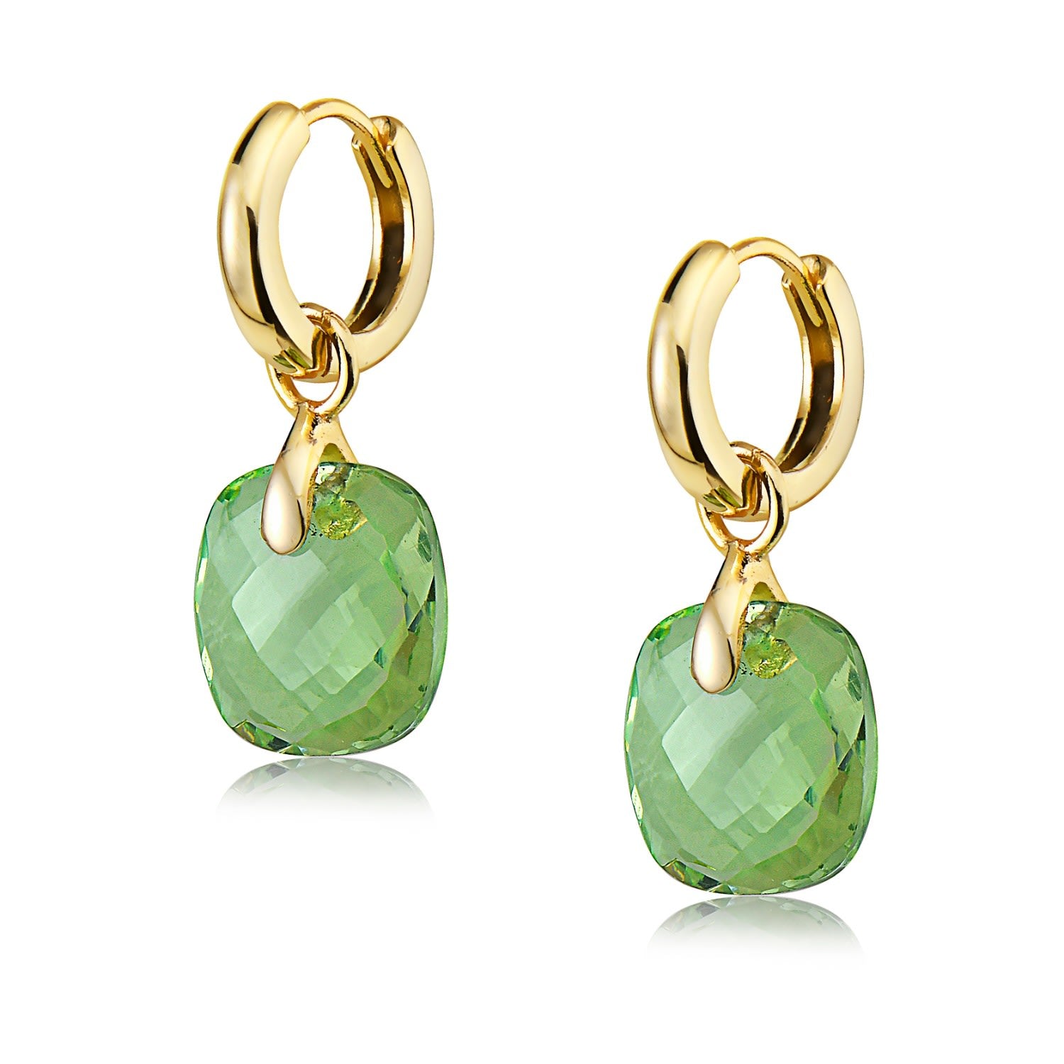 18K Gold Plated Hoops - Gold & Green