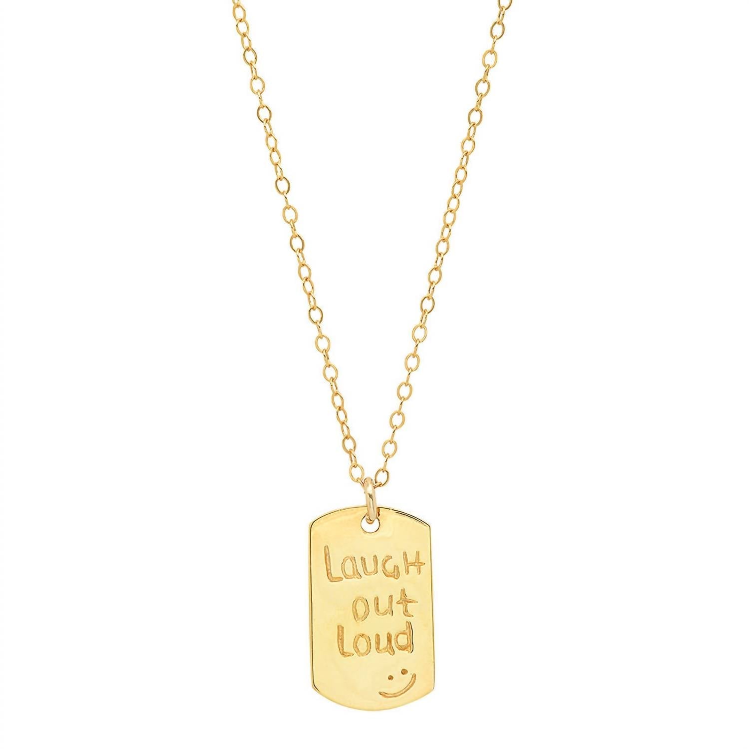 Women's Vermeil 'resolutions We Can All Keep' Dogtags Max Necklace In Laugh Out Loud