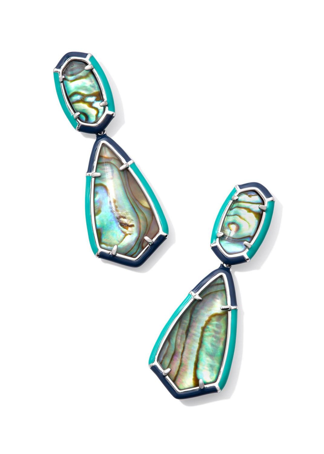 Women's Camry Enamel Frame Statement Earrings In Rhodium/abalone