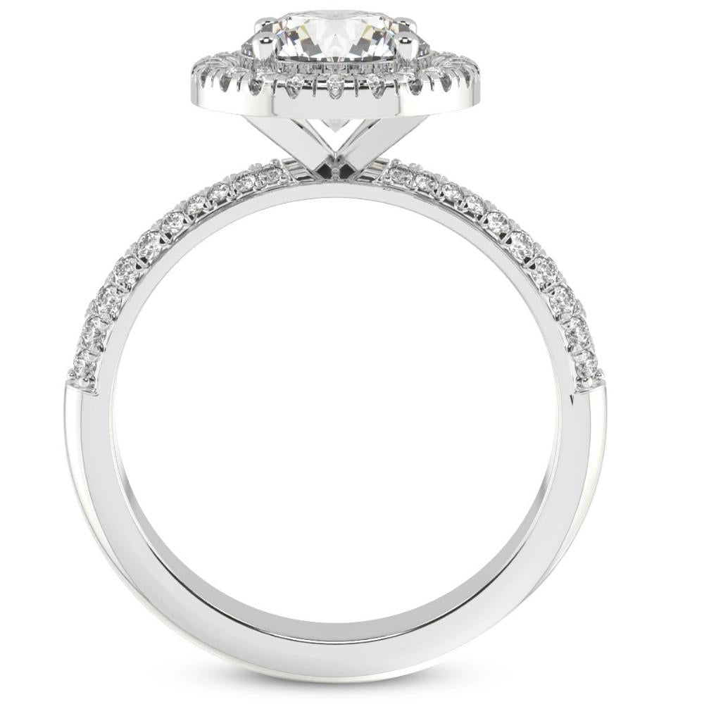 .86 Ct Pave Diamond Halo Engagement Ring Lab Grown White, Yellow, or Rose Gold