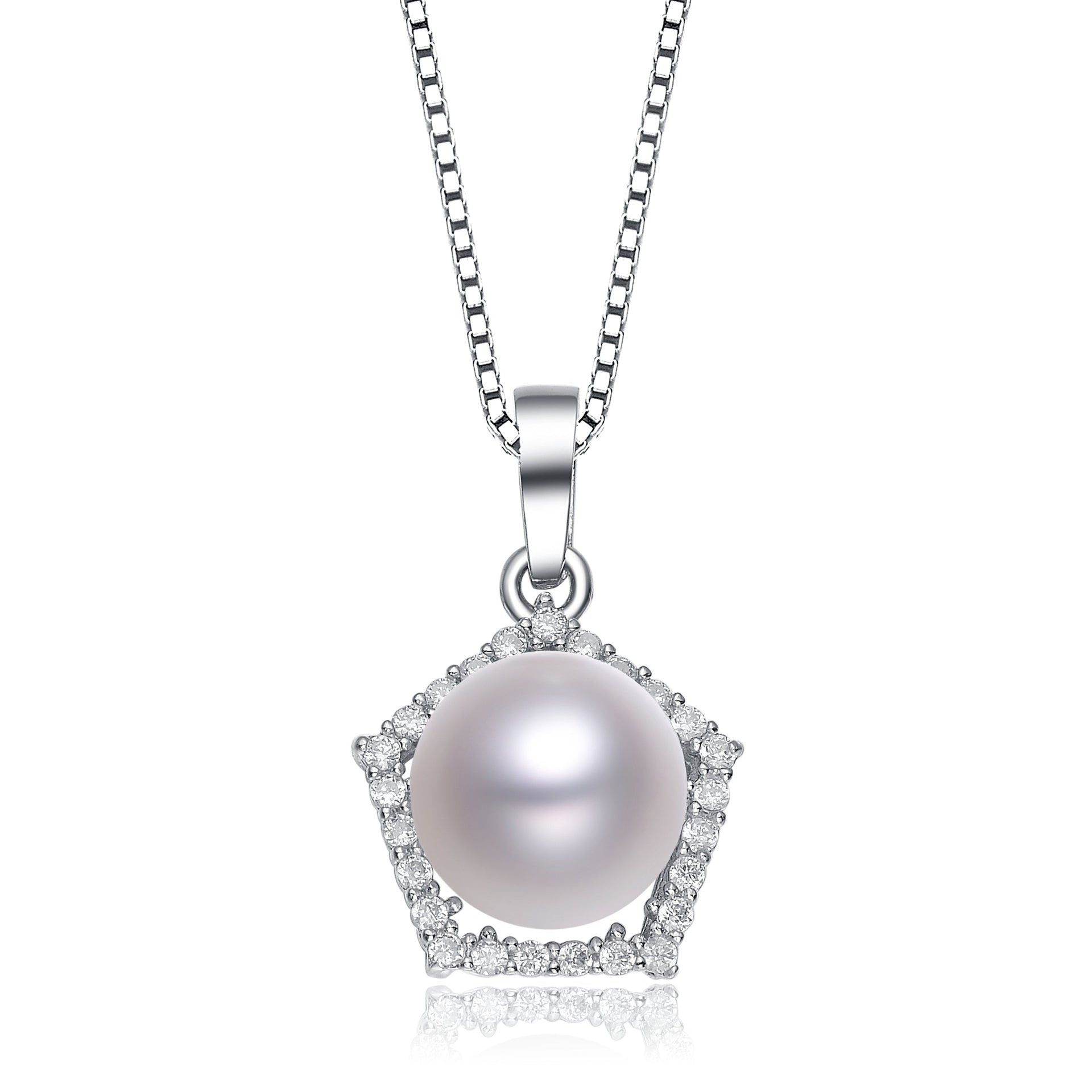 Sterling Silver Cubic Zirconia Pearl Necklace