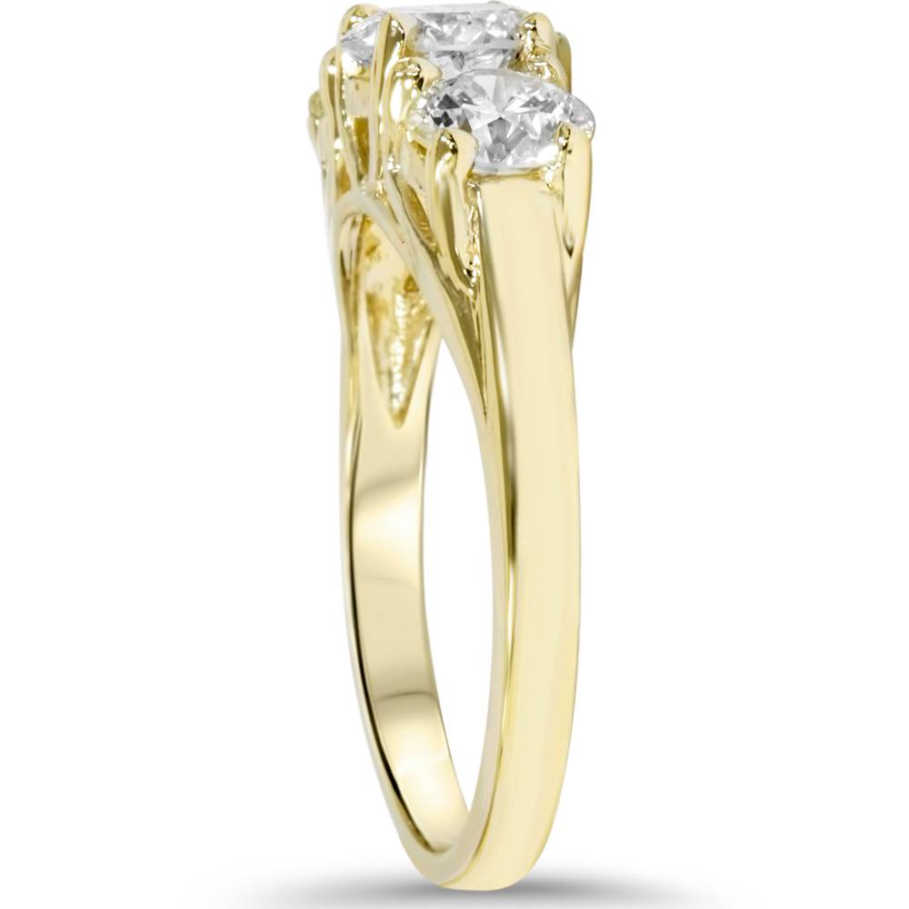 2 CT Round Diamond 3-Stone Engagement Ring 14K Yellow Gold