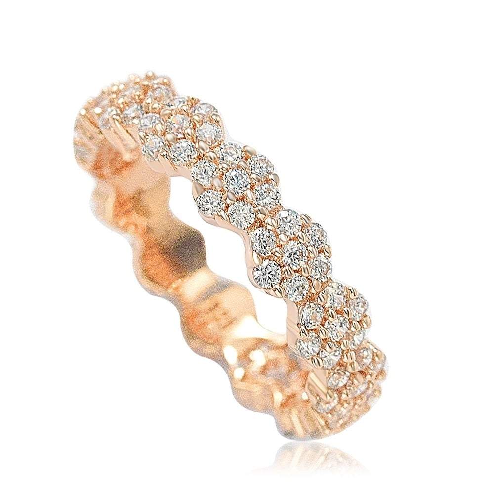 Suzy Levian Rose Sterling Silver Cubic Zirconia Floral Eternity Band