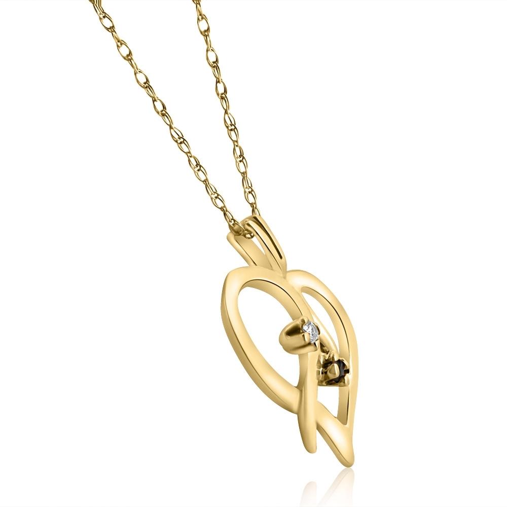 Blue Sapphire & Diamond Heart Pendant 14K Yellow Gold With 18' Chain