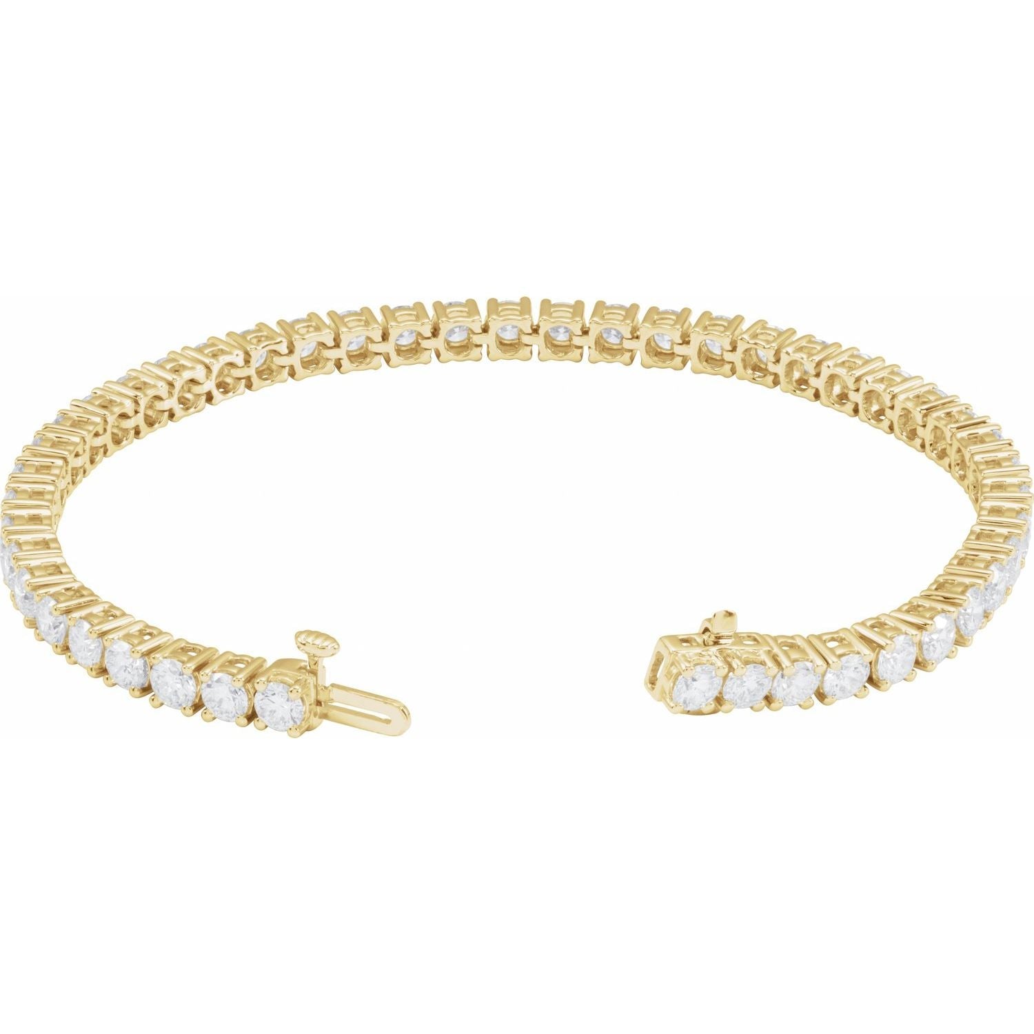 14k Yellow Gold 8 Ctw Lab-grown Diamond Line Bracelet 7'