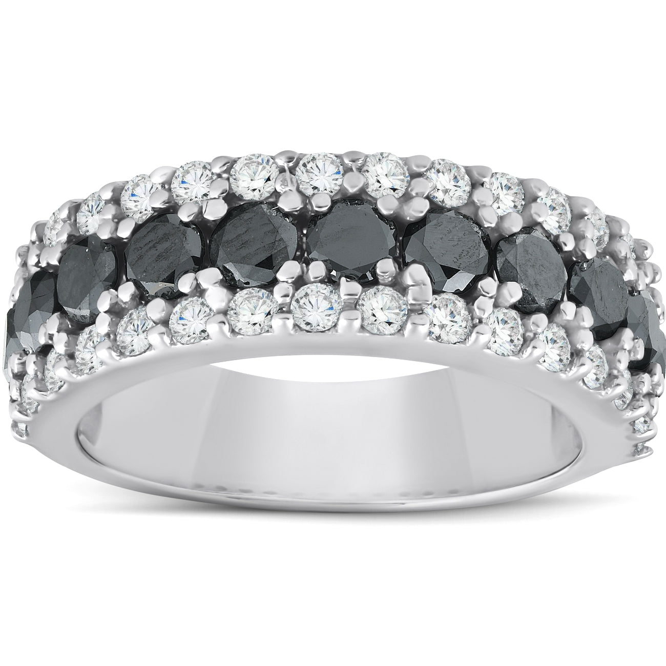 1 5/8 ct Black & White Diamond Women's Wedding Anniversary Ring 14K