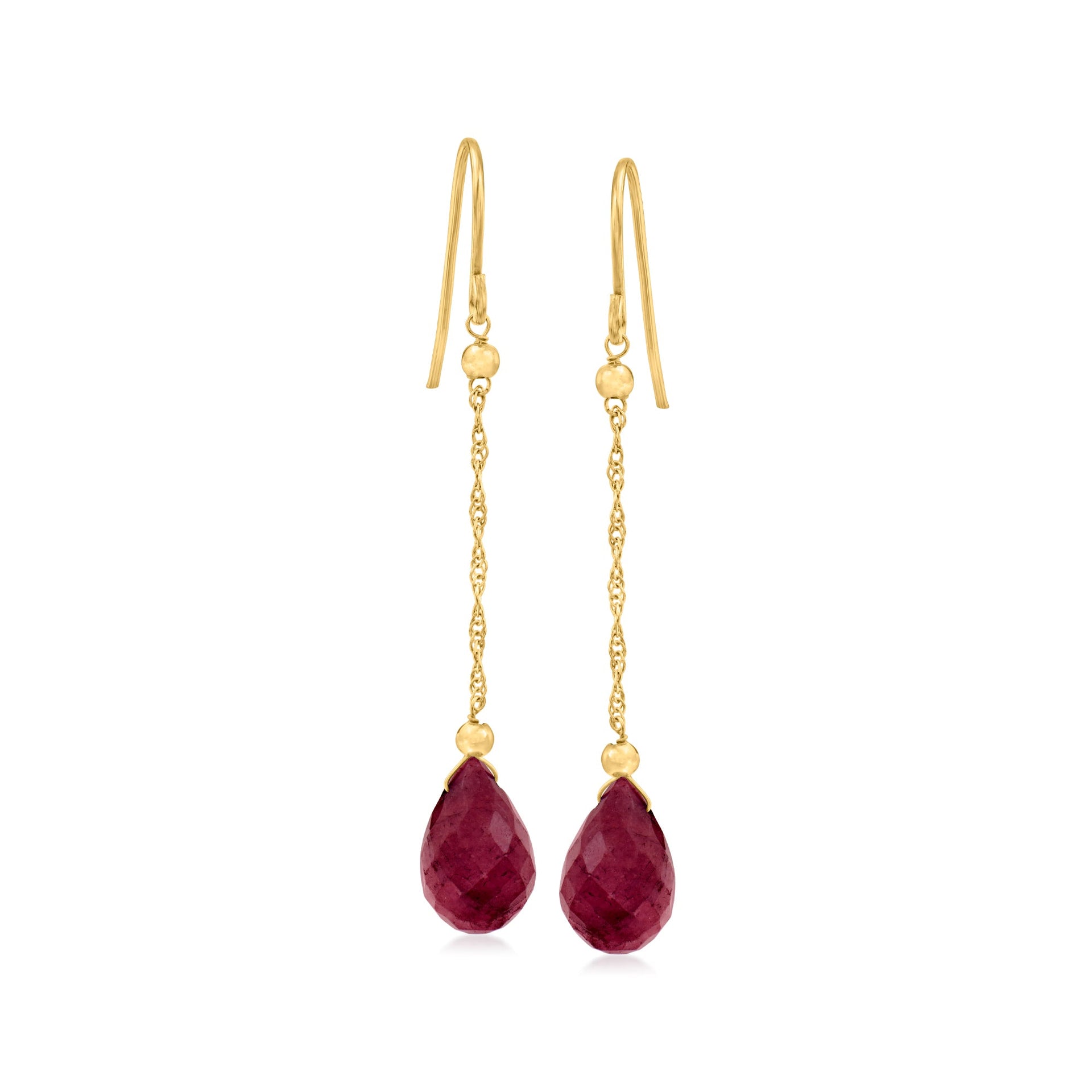 Canaria Ruby Teardrop Earrings in 10kt Yellow Gold