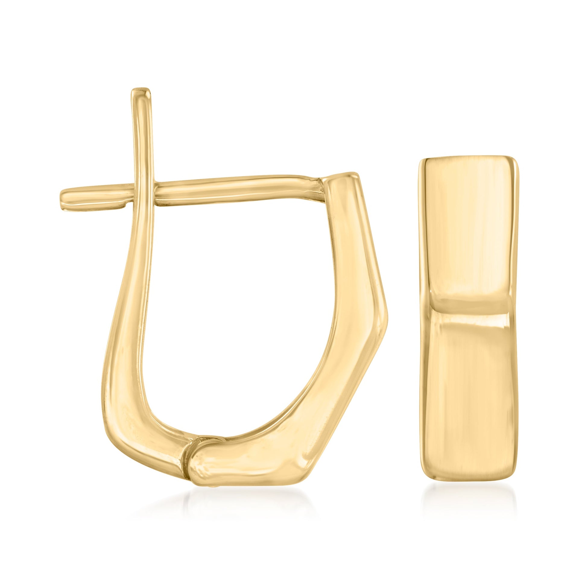 10kt Yellow Gold Geometric Huggie Hoop Earrings
