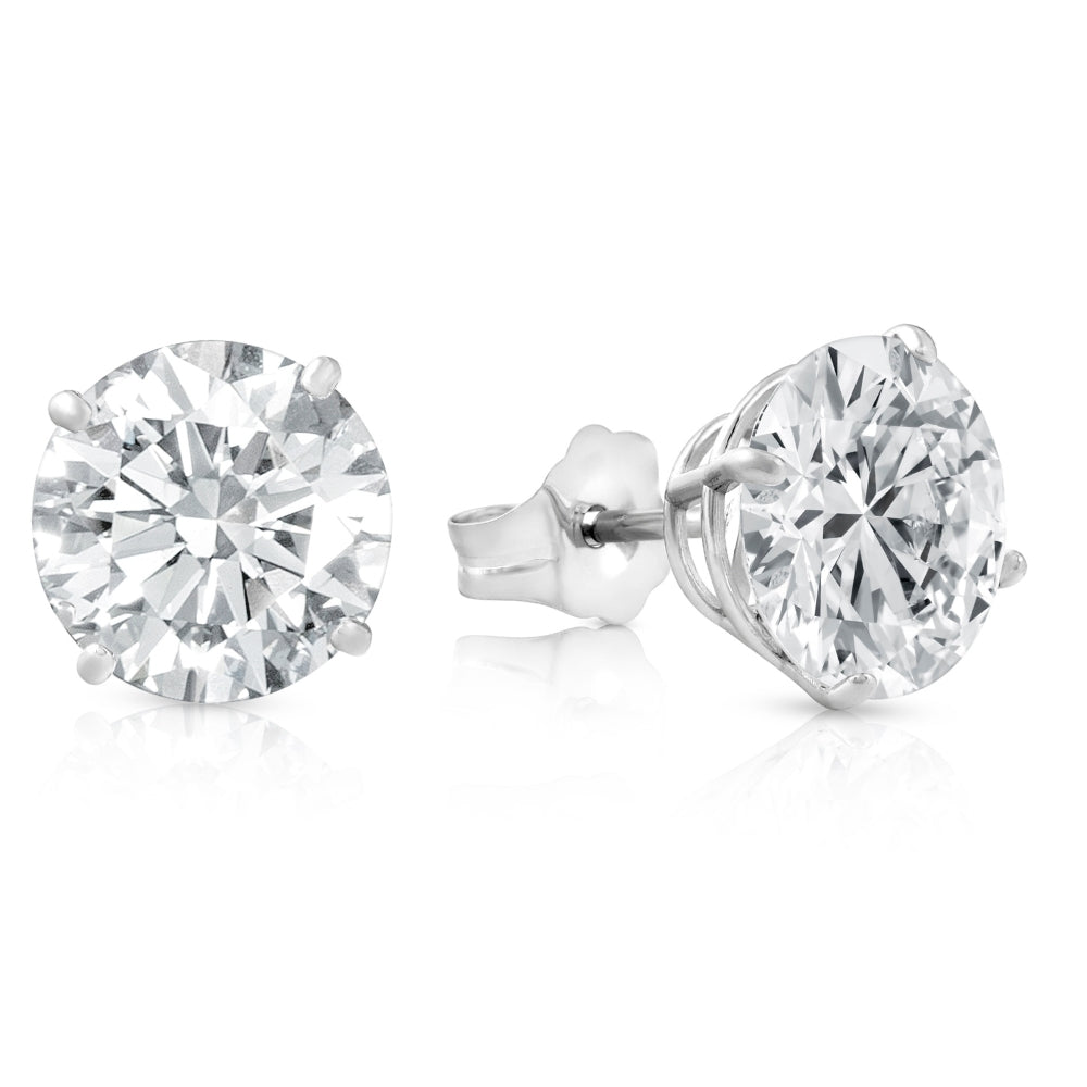 4 Ct TW Round Moissanite Studs 14k White Gold