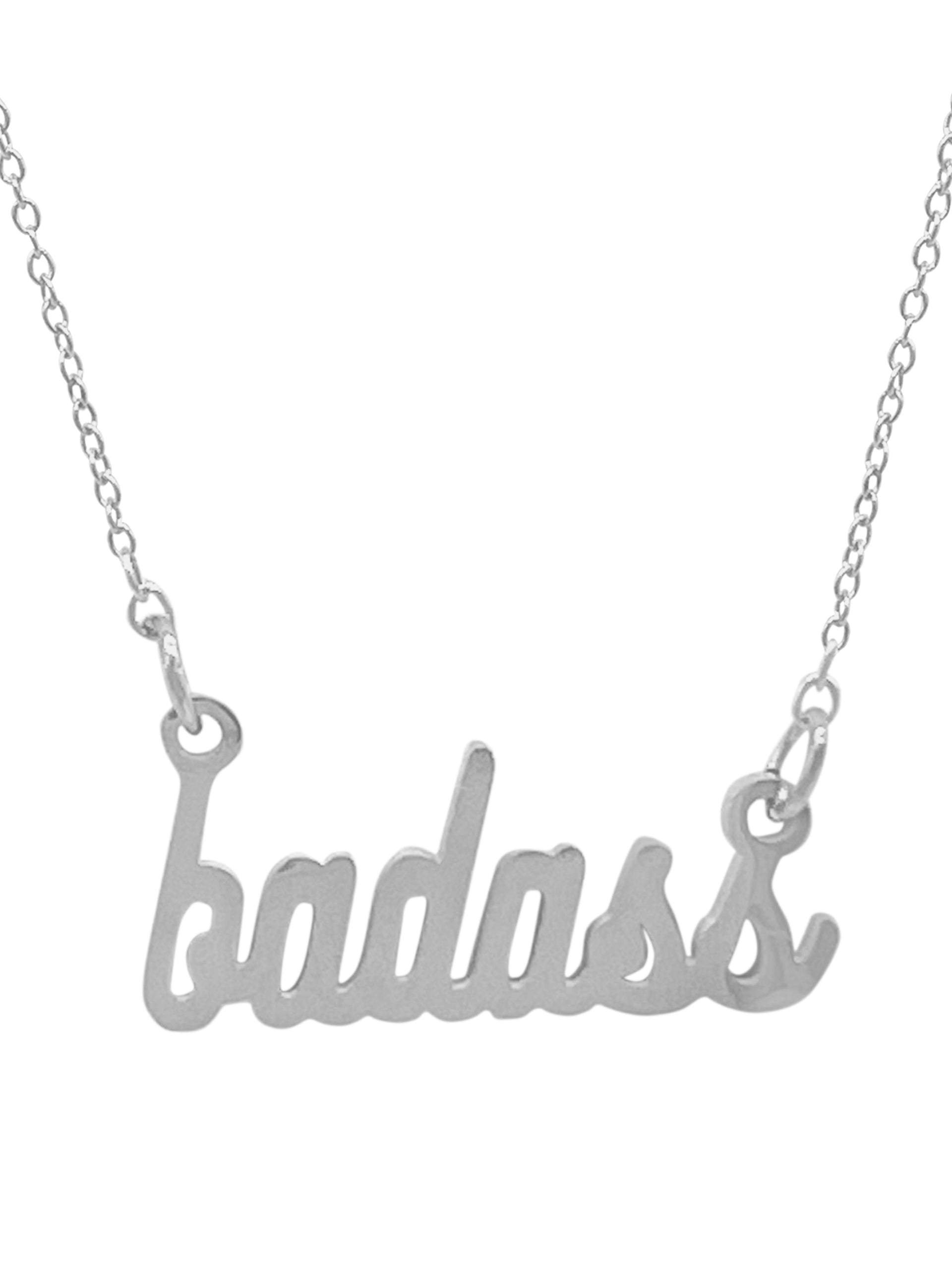 Cursive Badass Necklace silver