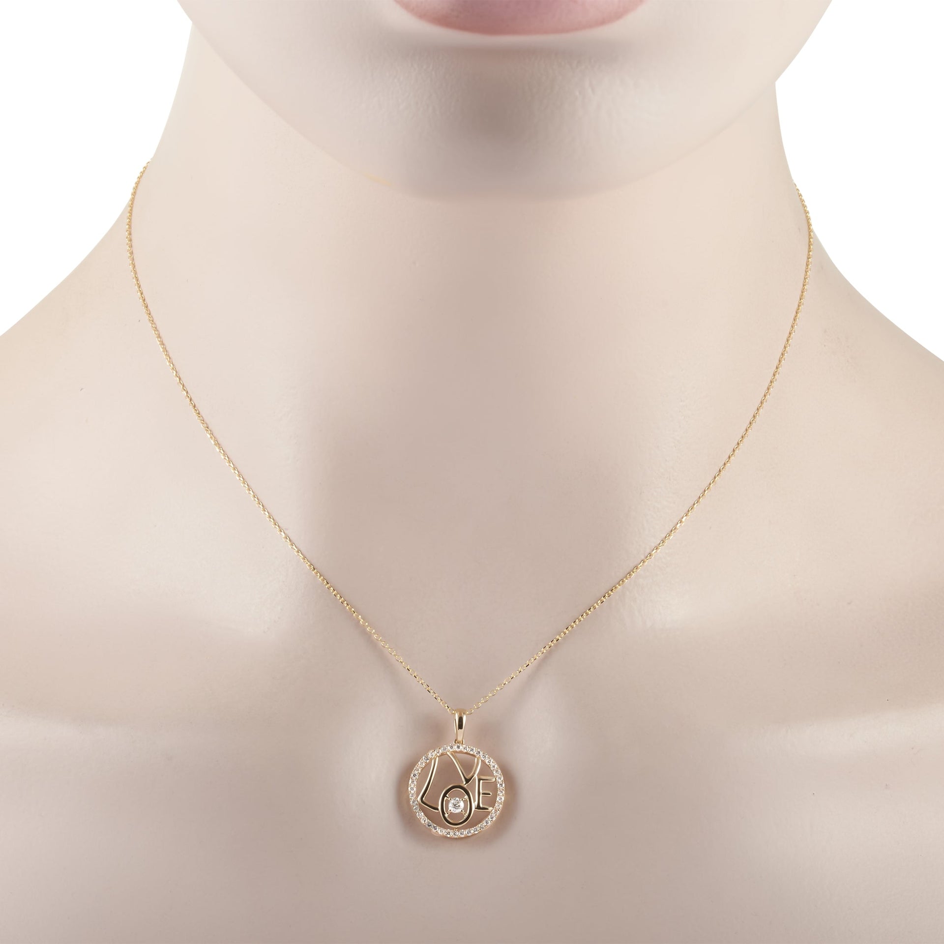 14K Yellow Gold 0.30 ct Diamond Pendant Necklace