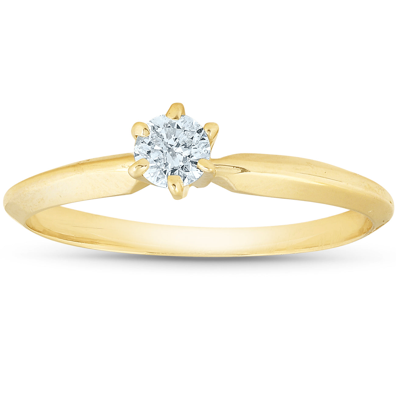 14k Yellow Gold 1/5ct Round Solitaire Diamond Engagement Ring