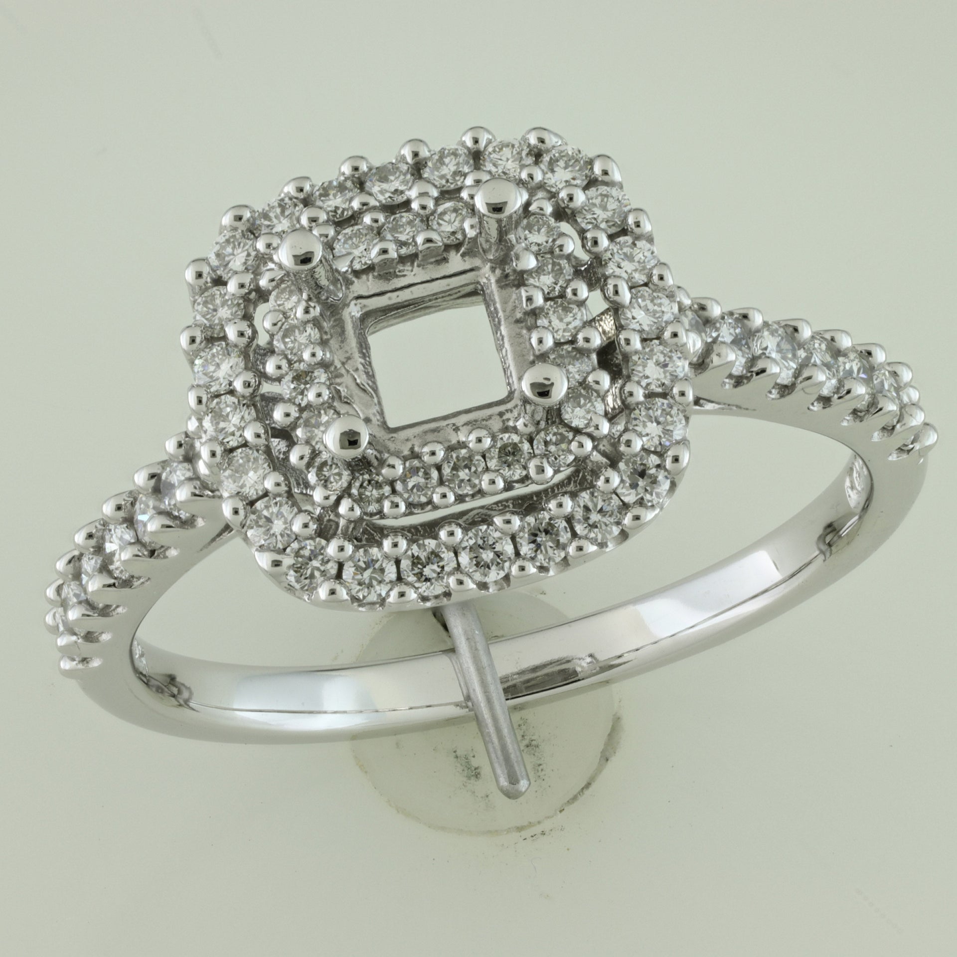 Mimi & Max 1ct TW Asscher & Round Diamond Double Halo Engagement Ring 14k White Gold