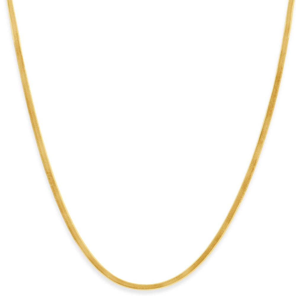 14k Yellow Gold 2.15MM Herringbone Necklace Women's 18' Chain