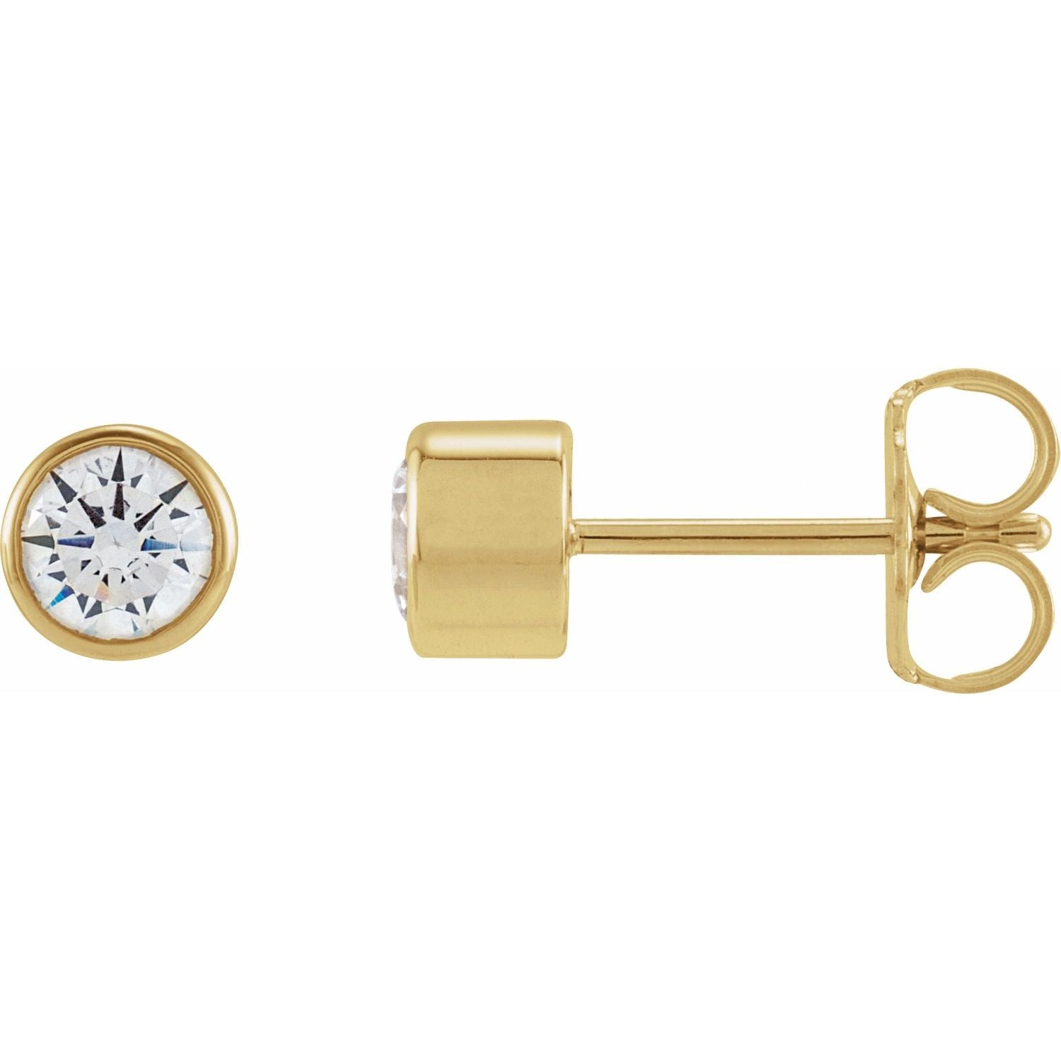 14K Gold 3.5 Mm Round 1/3ct Lab-grown Diamond Earrings Clarity SI Color G-H