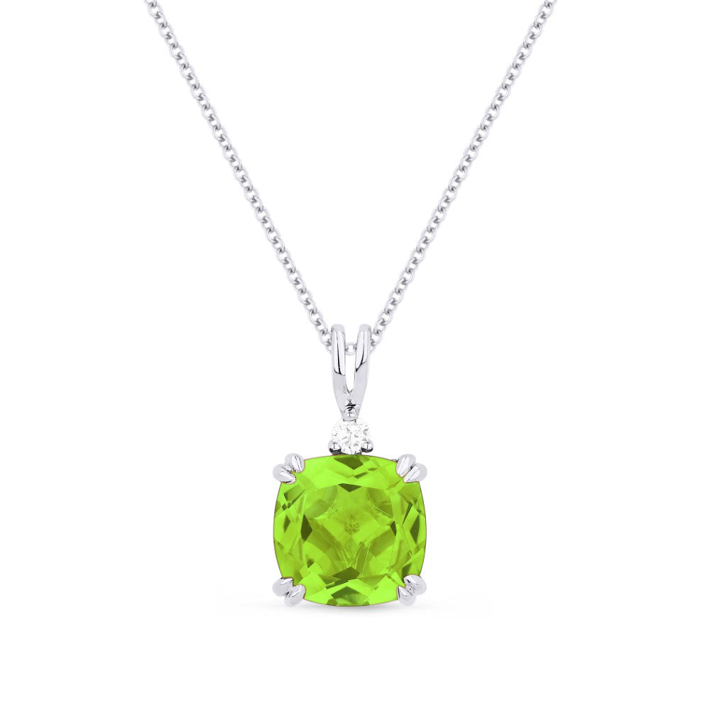 2.05ct Peridot 16' pendant Necklace In 14K White Gold