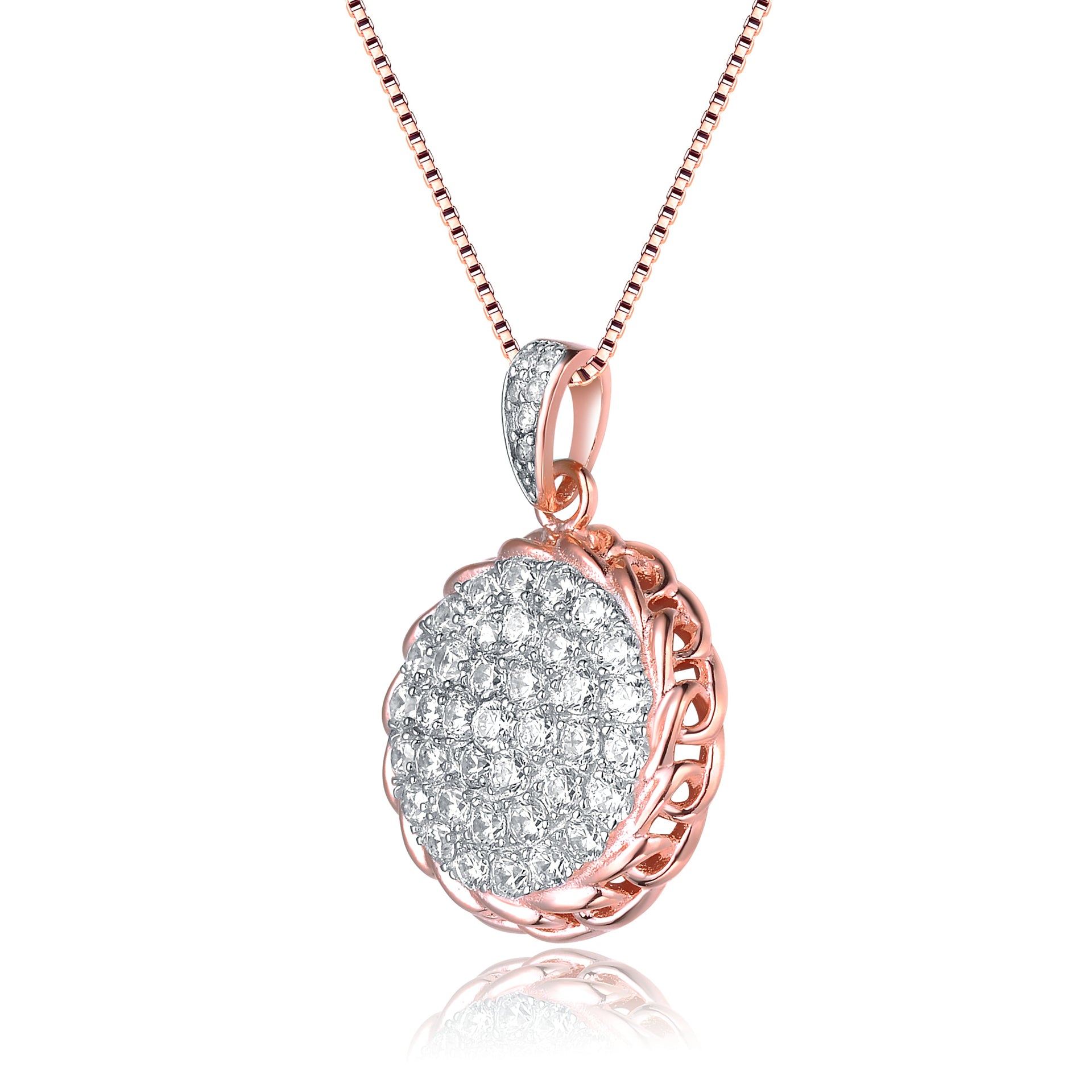 Cz Rose Gold Round Pendant