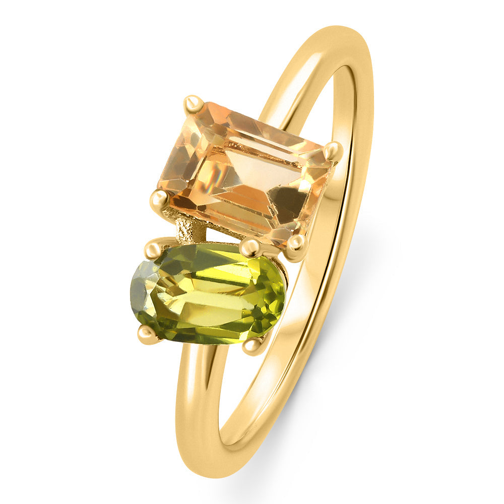 1 1/2 CT Toi Et Moi Peridot & Citrine 2-Stone Ring 10k Gold