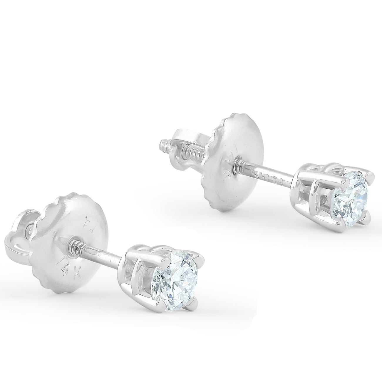 1/4 Ct Diamond Screw Back Studs 14k White Gold Lab Grown Eco Friendly