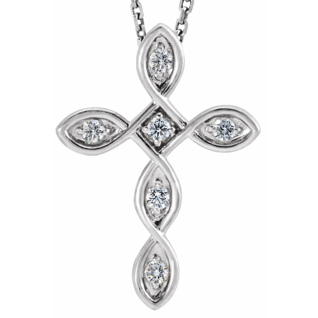 Diamond Cross Pendant 14k White Gold EX3 Lab Grown