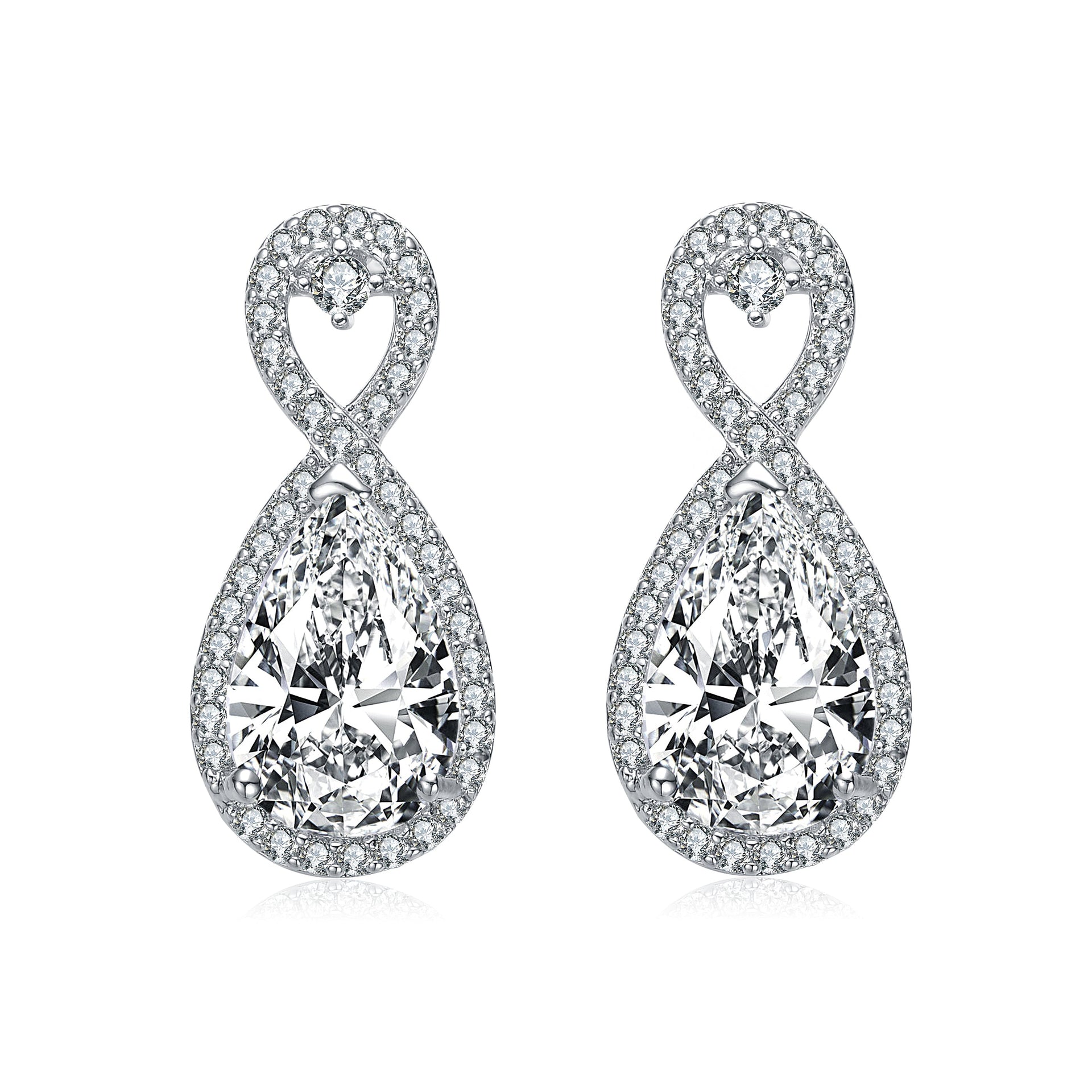 Sterling Silver Cubic Zirconia Infinity Drop Earrings