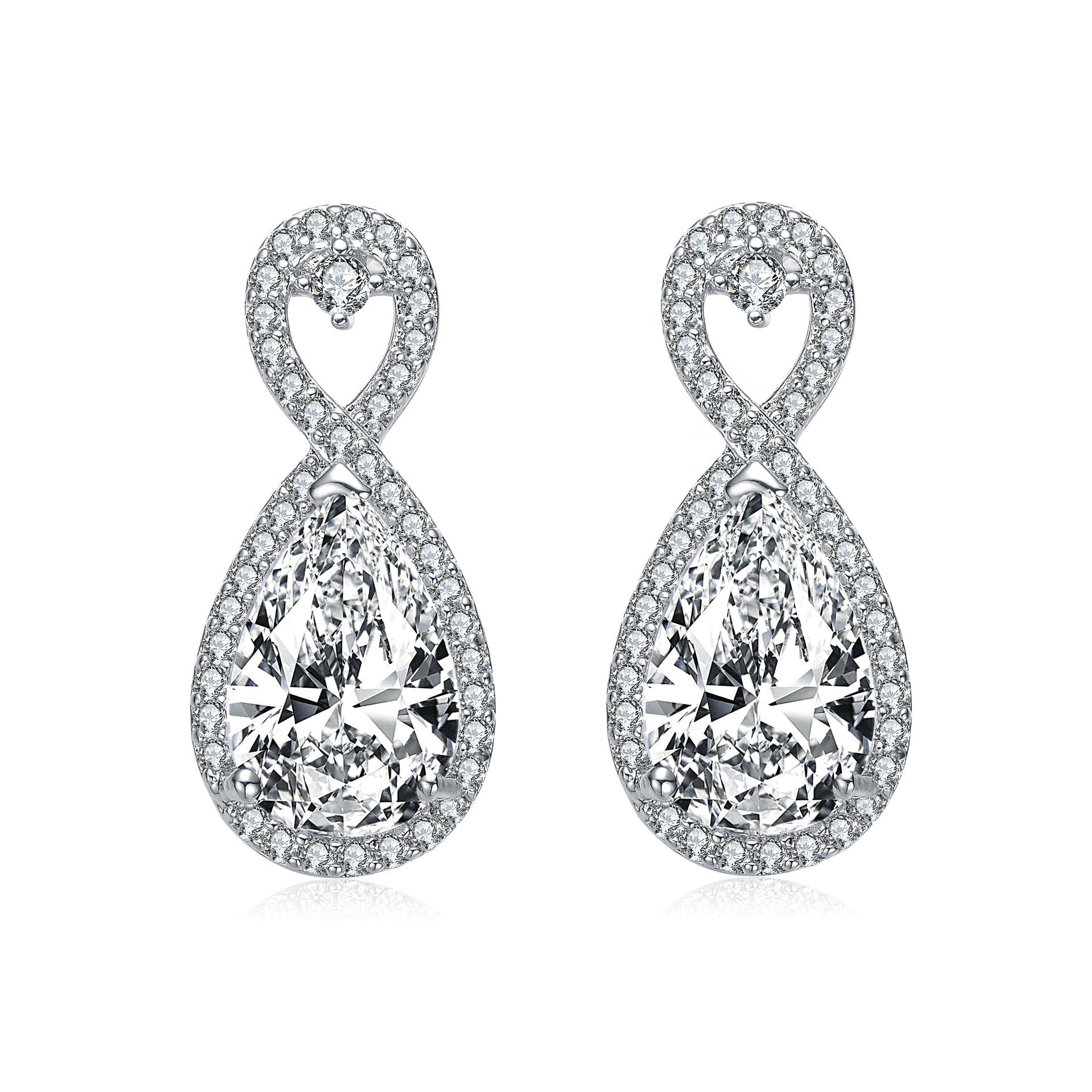 Sterling Silver Cubic Zirconia Infinity Drop Earrings