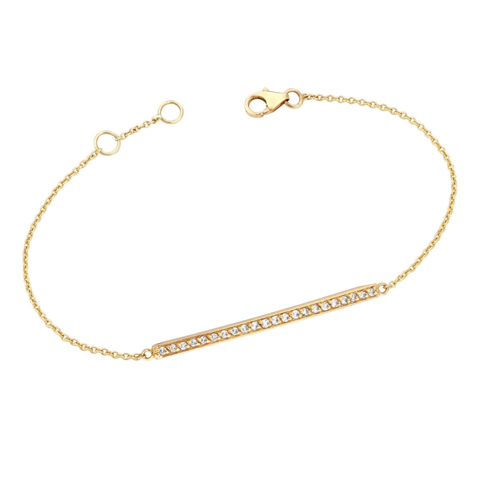 Diamond Bar Bracelet (Long) Yellow Gold