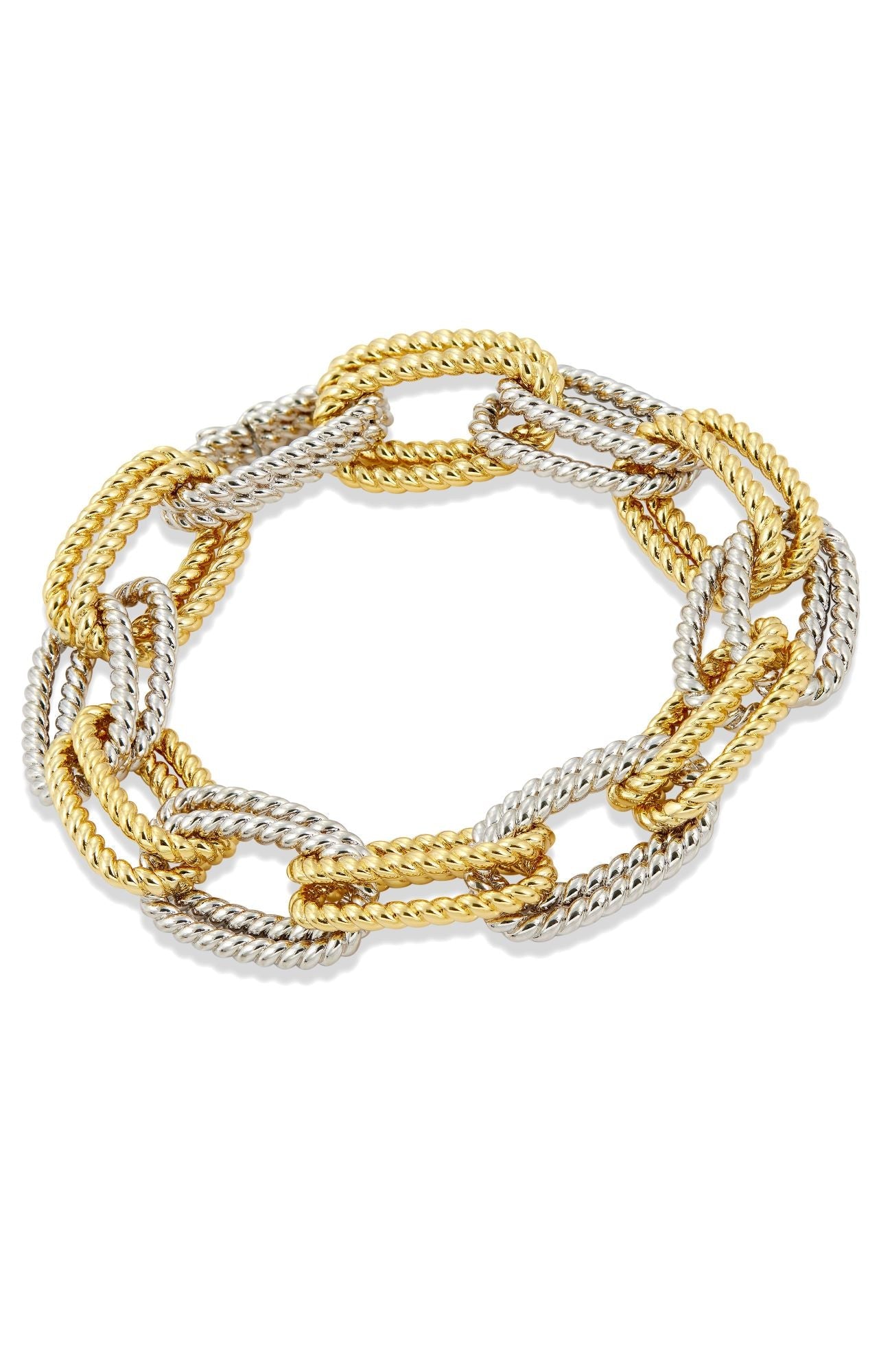 Two Tone Plated Double Link Bracelet
