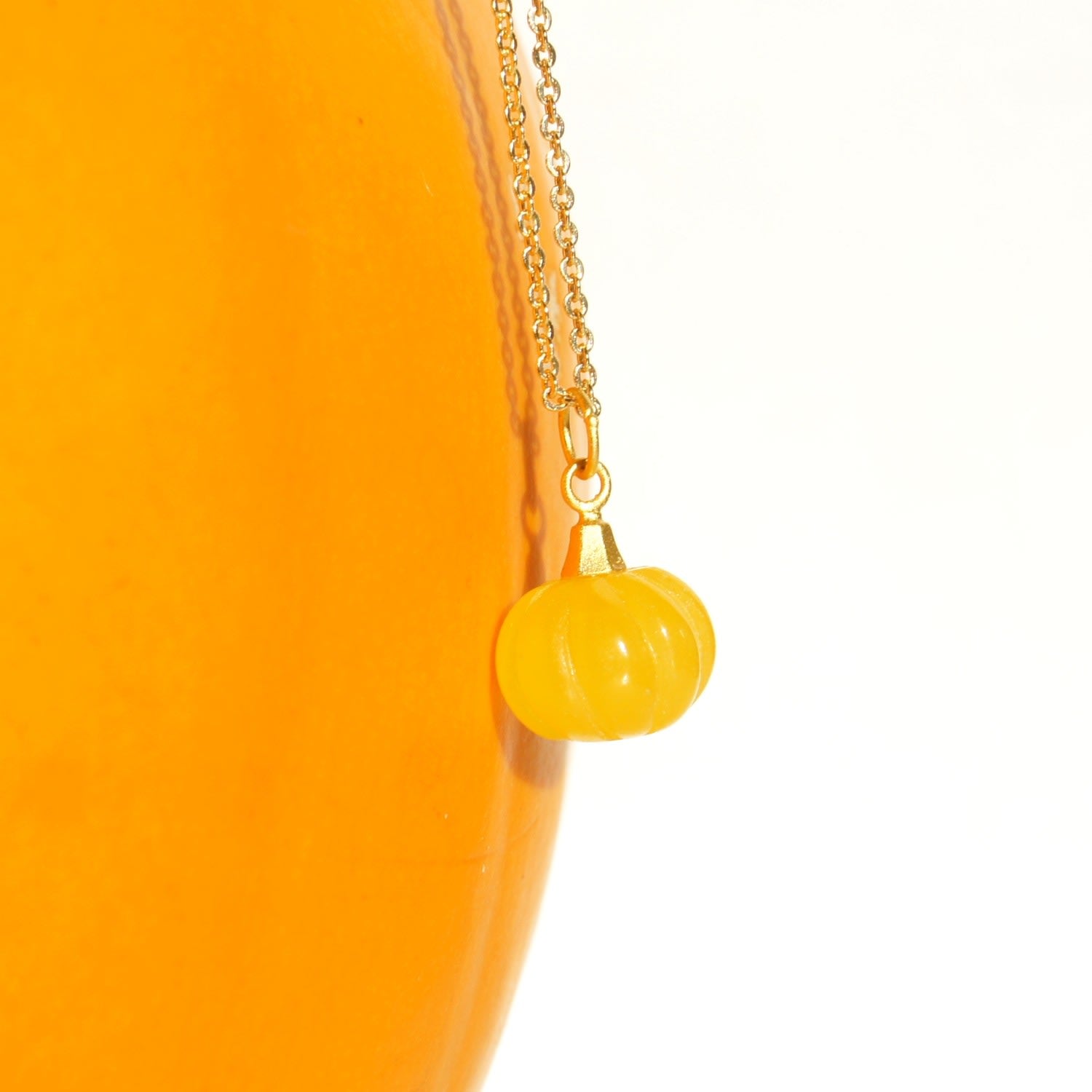 Jade Pumpkin Pendant Necklace