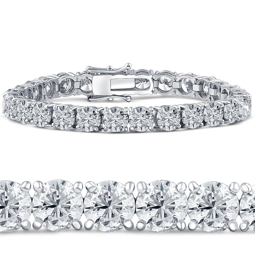 26.94Ct TW Round Diamond 7' Tennis Bracelet 14k White Gold Lab Grown (GH/S2-I1)