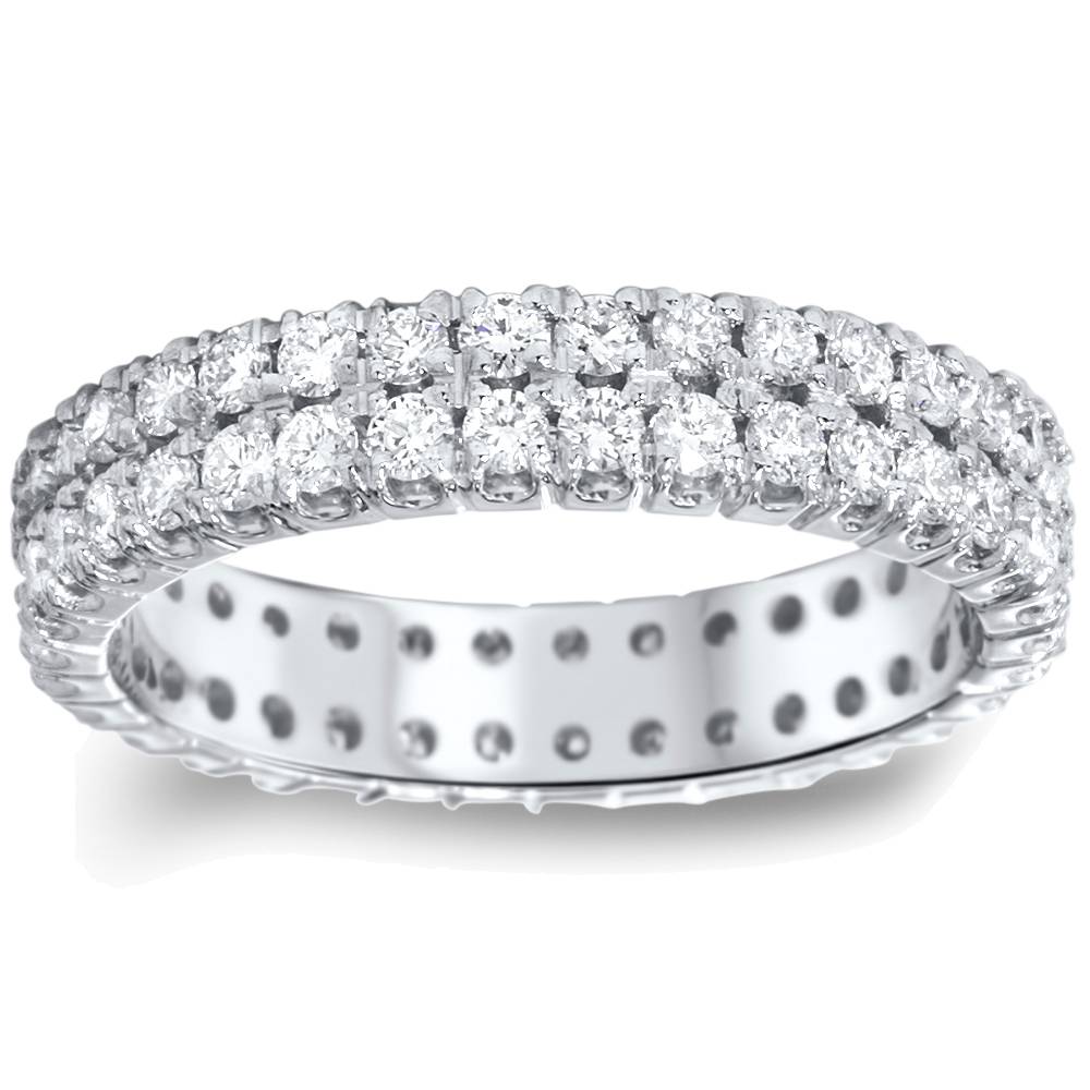 2 CT Double Row Diamond Eternity Ring 14K White Gold