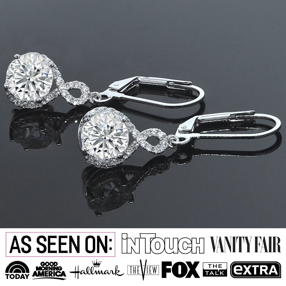 Alessandra 18k White Gold Plated Infinity Drop Earrings with Simulated Diamond Crystals