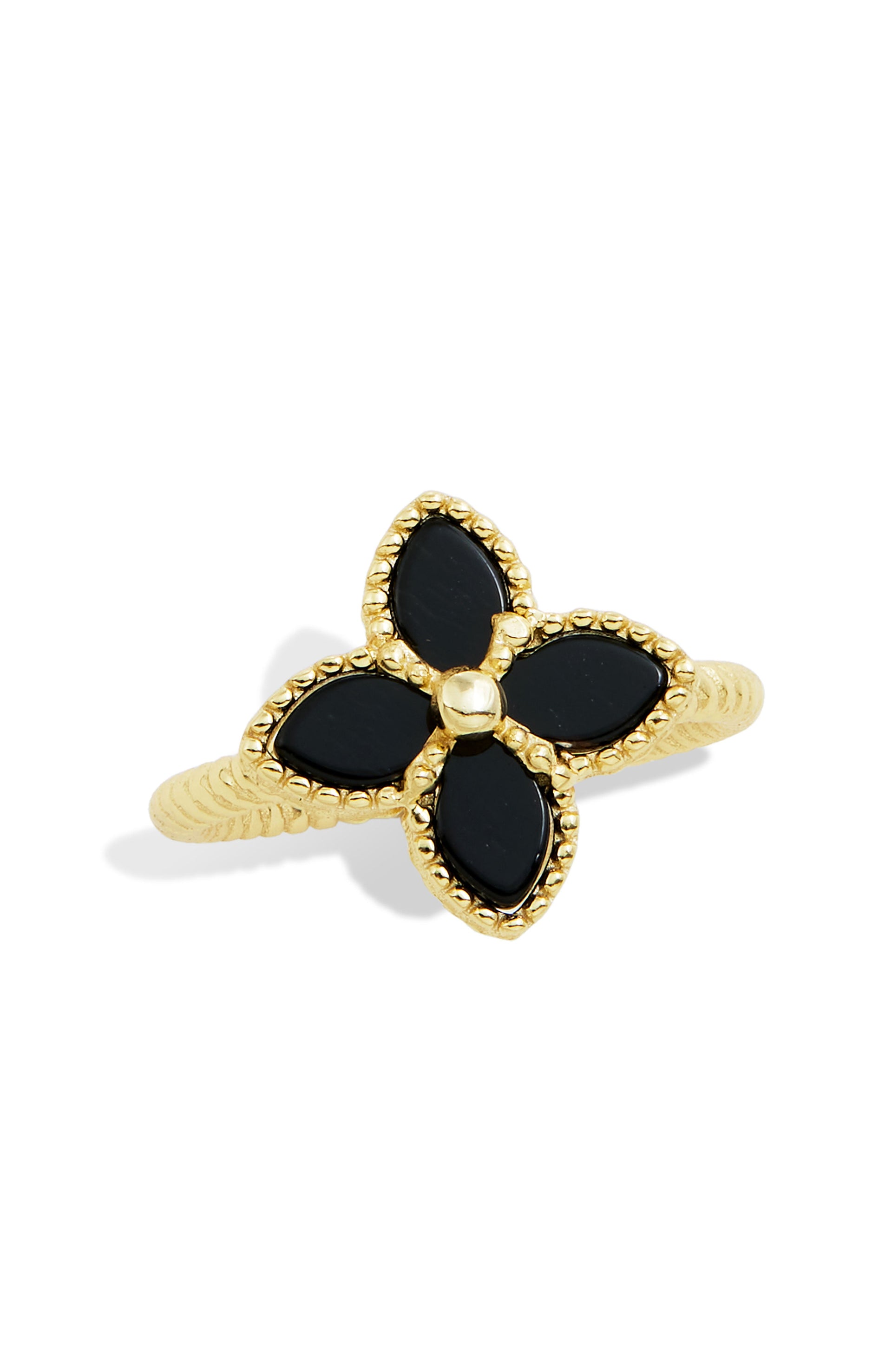 18K GOLD over sterling black onyx ring